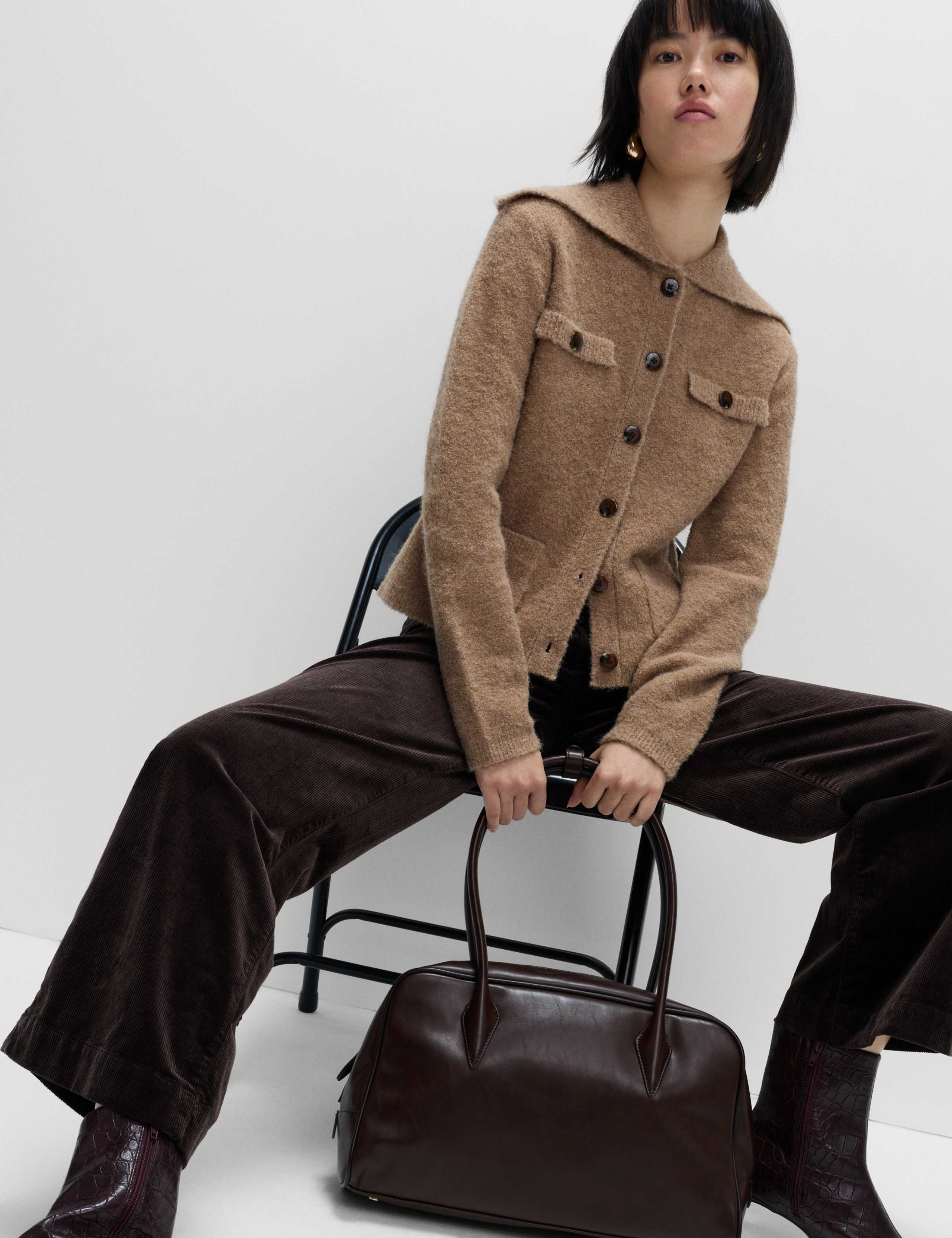 Boucle Collared Knitted Jacket with Wool 6 of 7