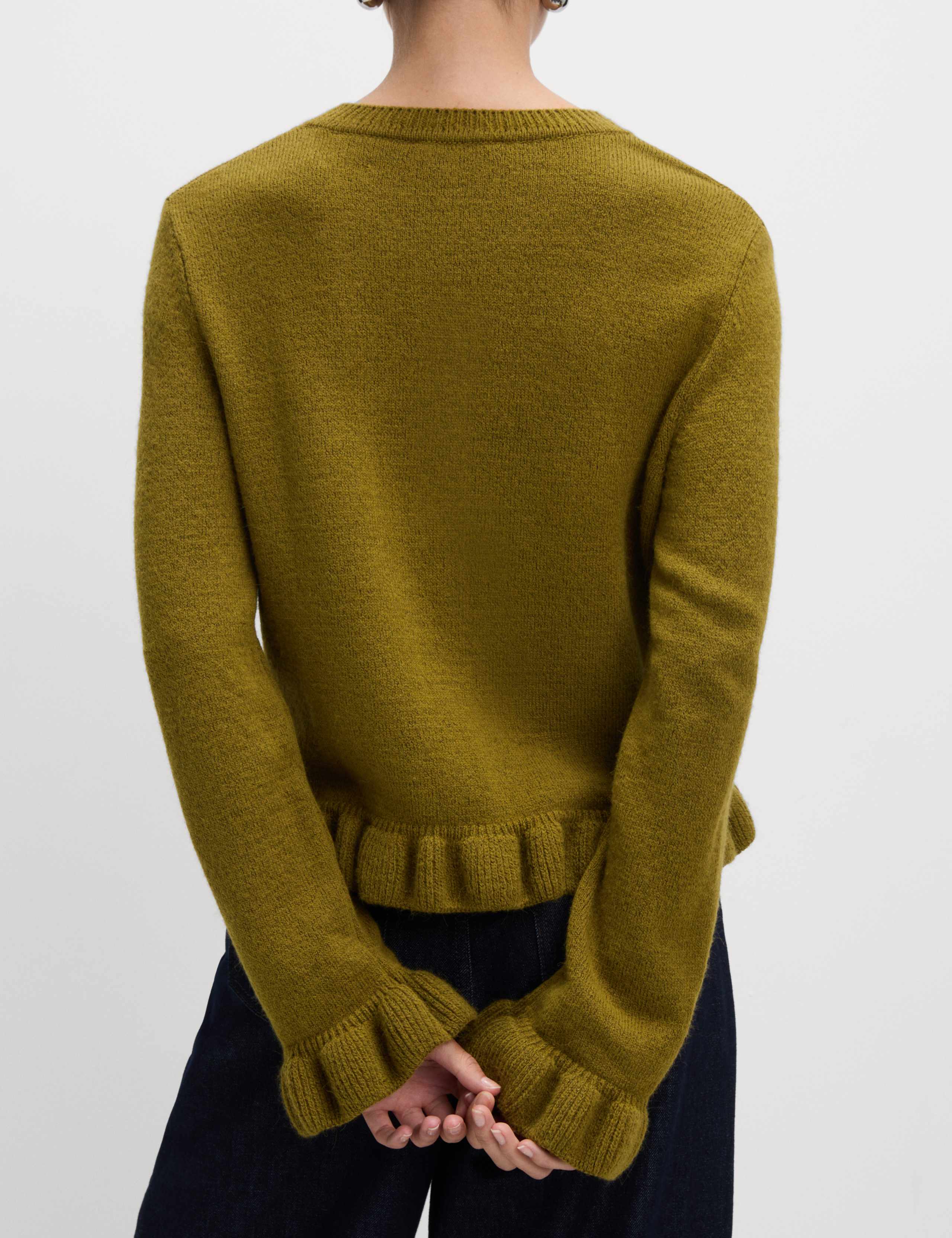 Textured Frill Detail Cardigan with Wool 5 of 6