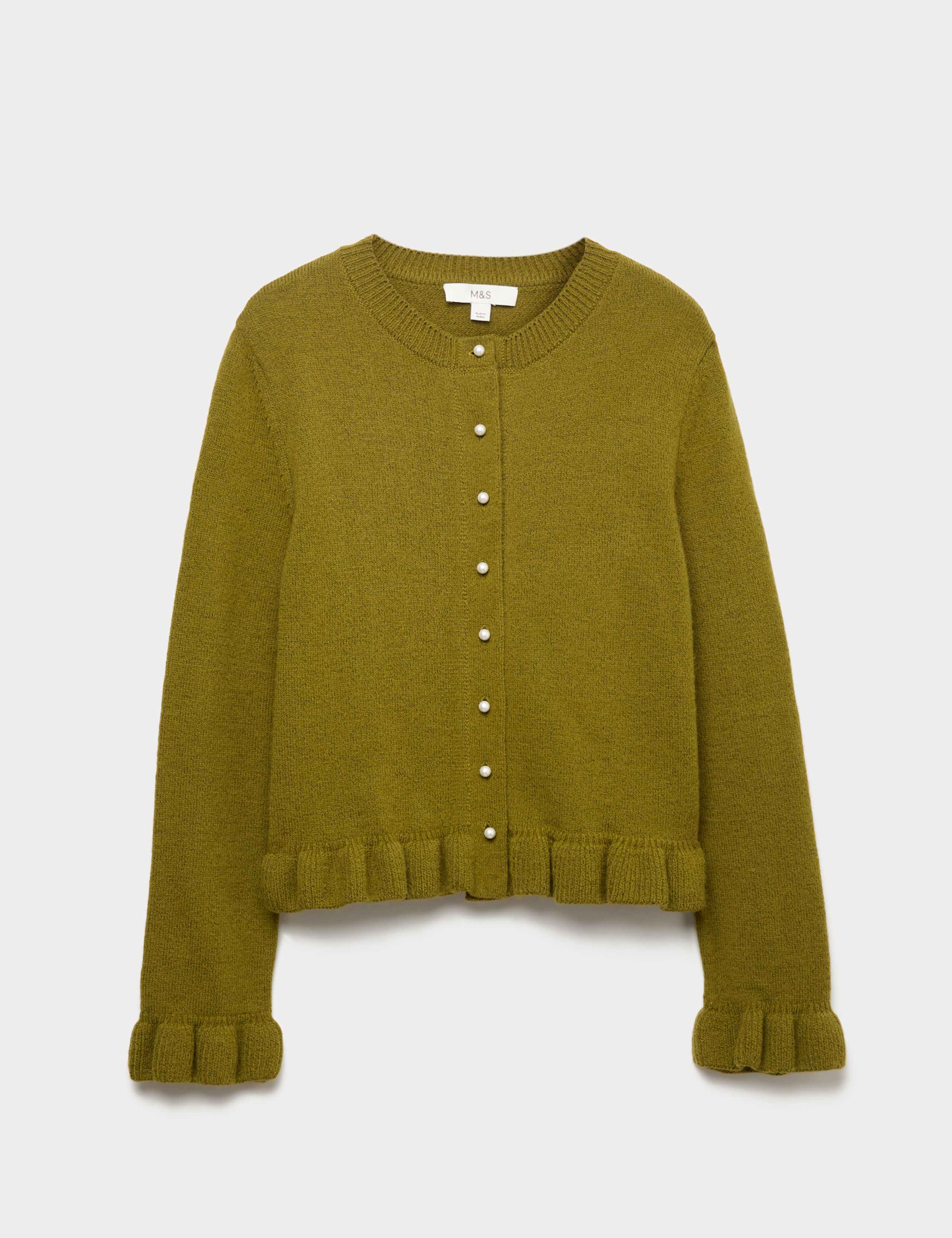 Textured Frill Detail Cardigan with Wool 2 of 6