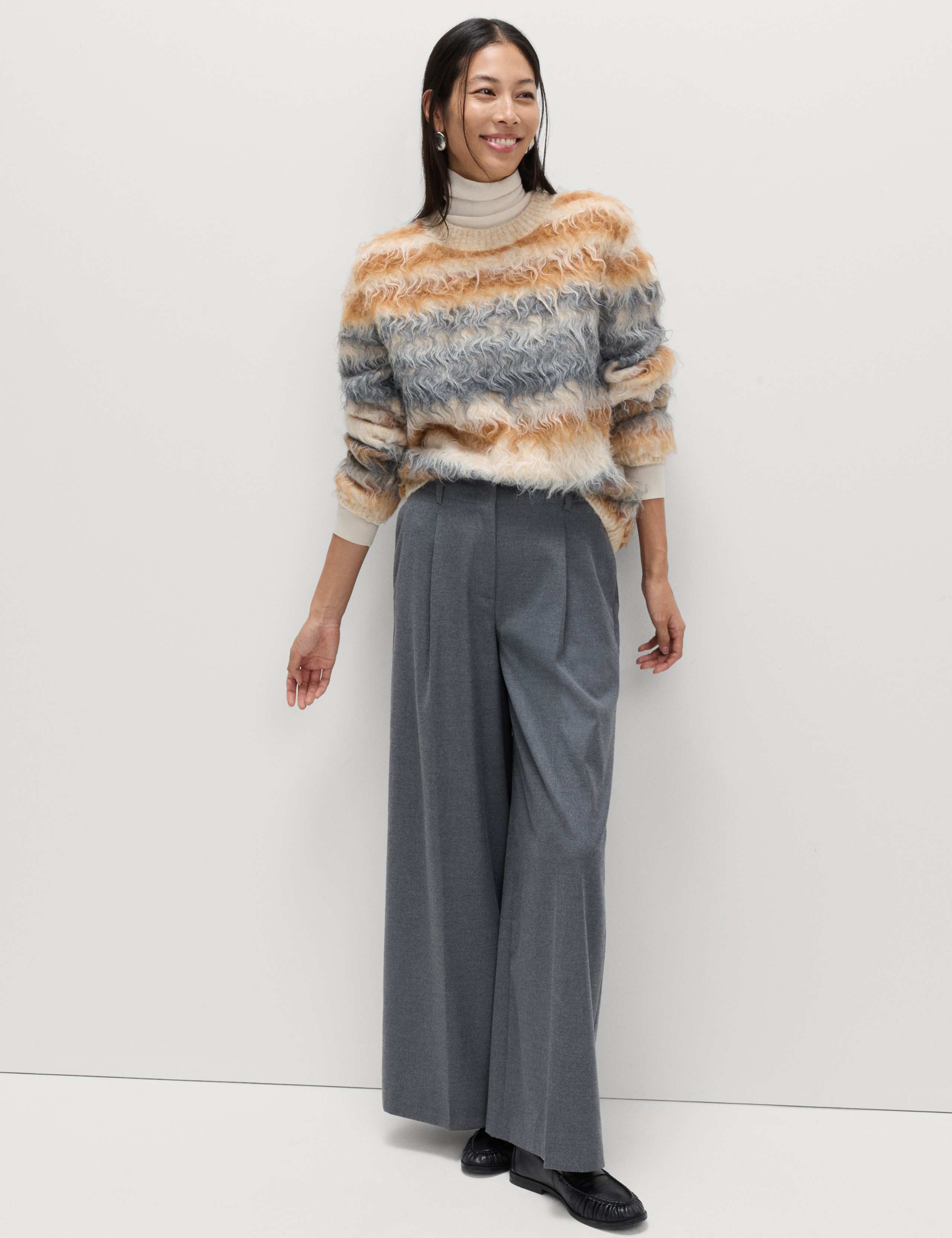 Striped Crew Neck Relaxed Jumper with Wool 4 of 6
