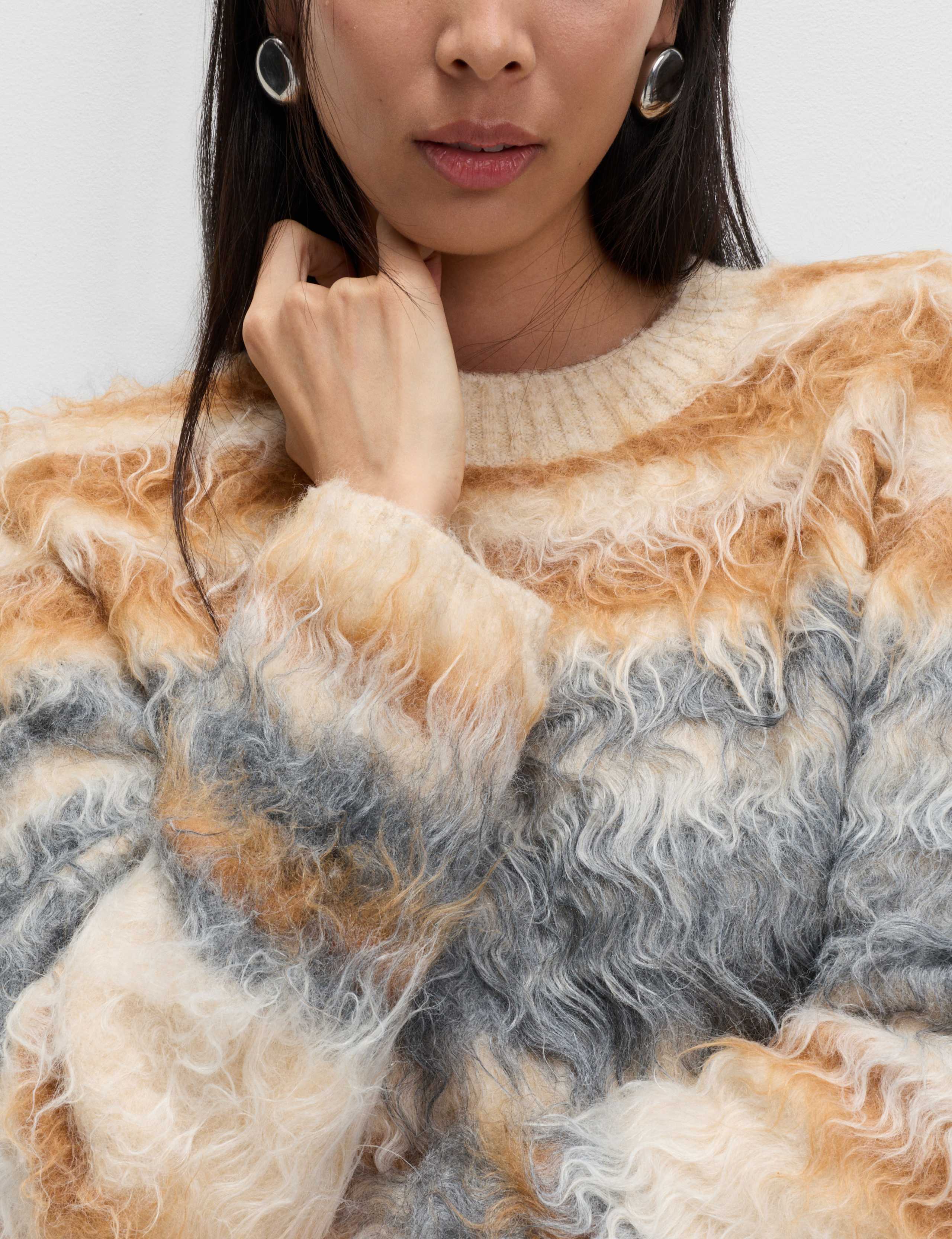 Striped Crew Neck Relaxed Jumper with Wool 6 of 6