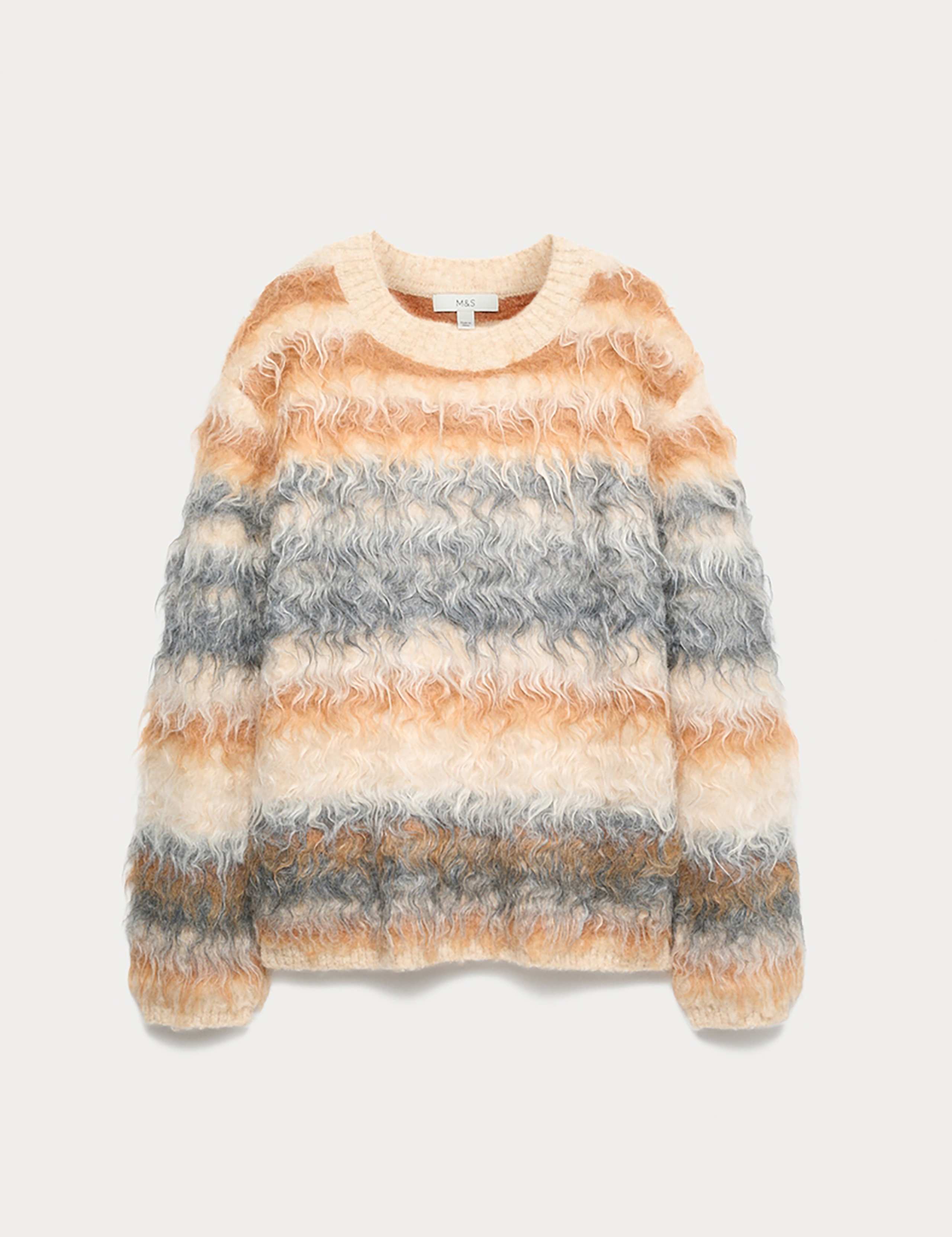 Striped Crew Neck Relaxed Jumper with Wool 2 of 6
