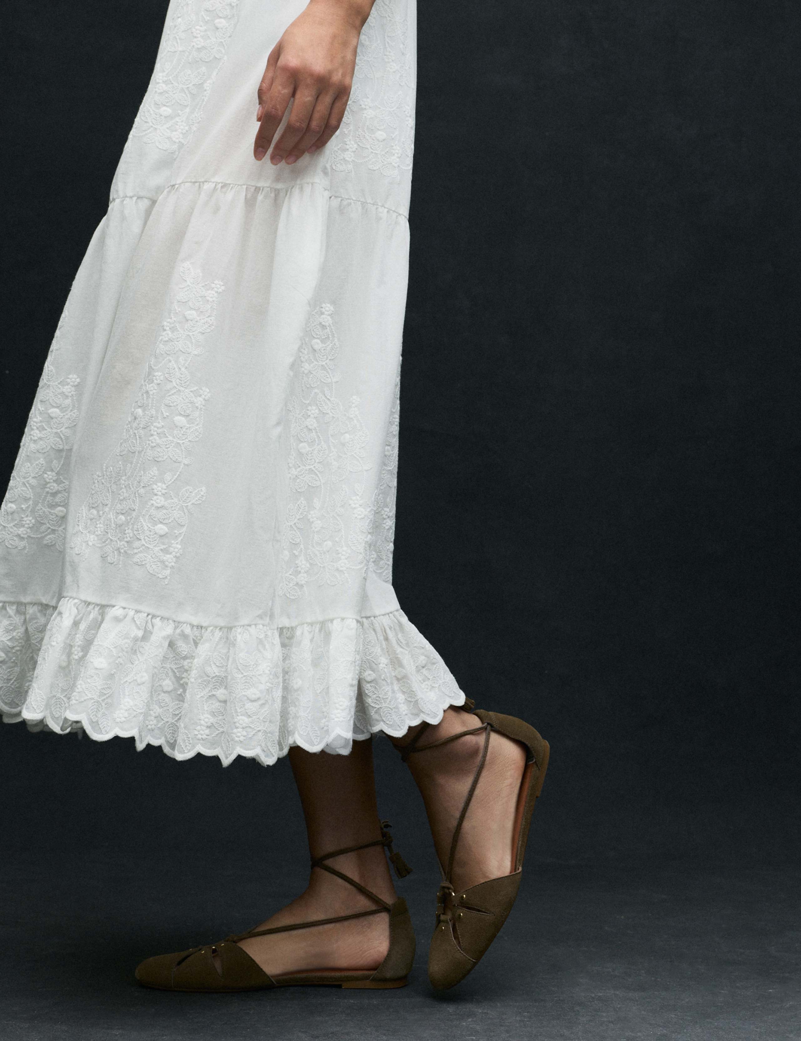 Cotton Blend Ruffle Midaxi Knitted Dress 3 of 7