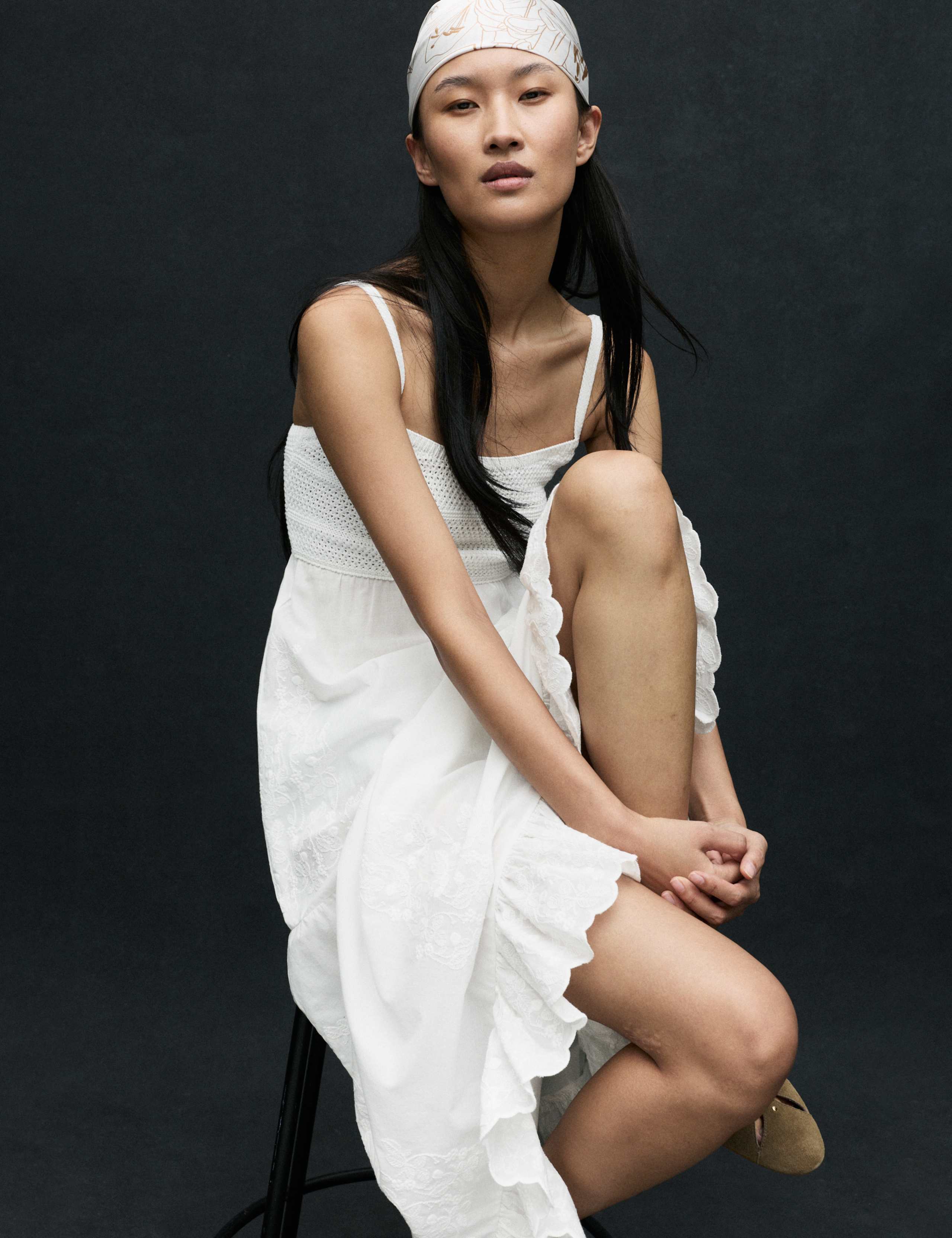 Cotton Blend Ruffle Midaxi Knitted Dress 4 of 7