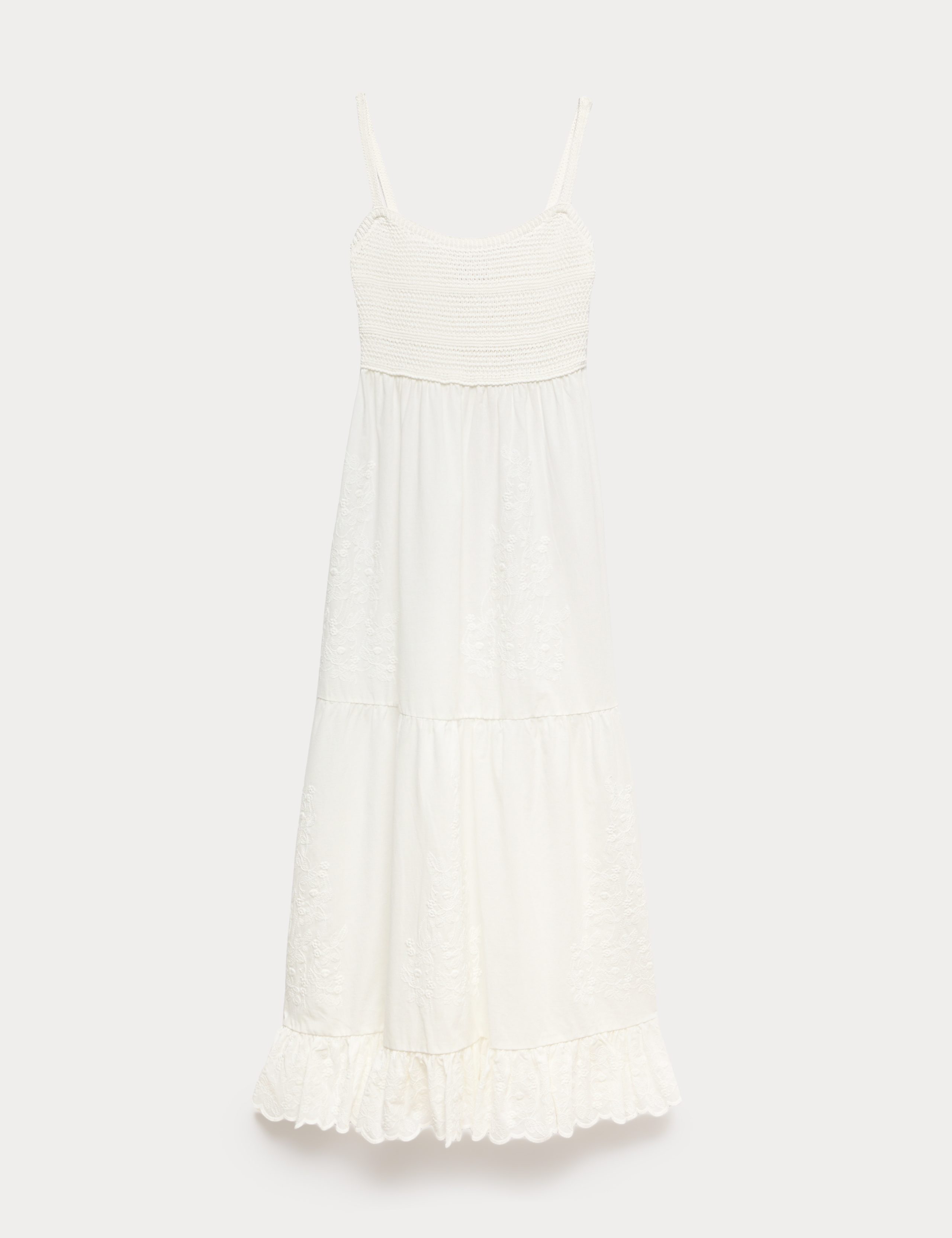 Cotton Blend Ruffle Midaxi Knitted Dress 2 of 7