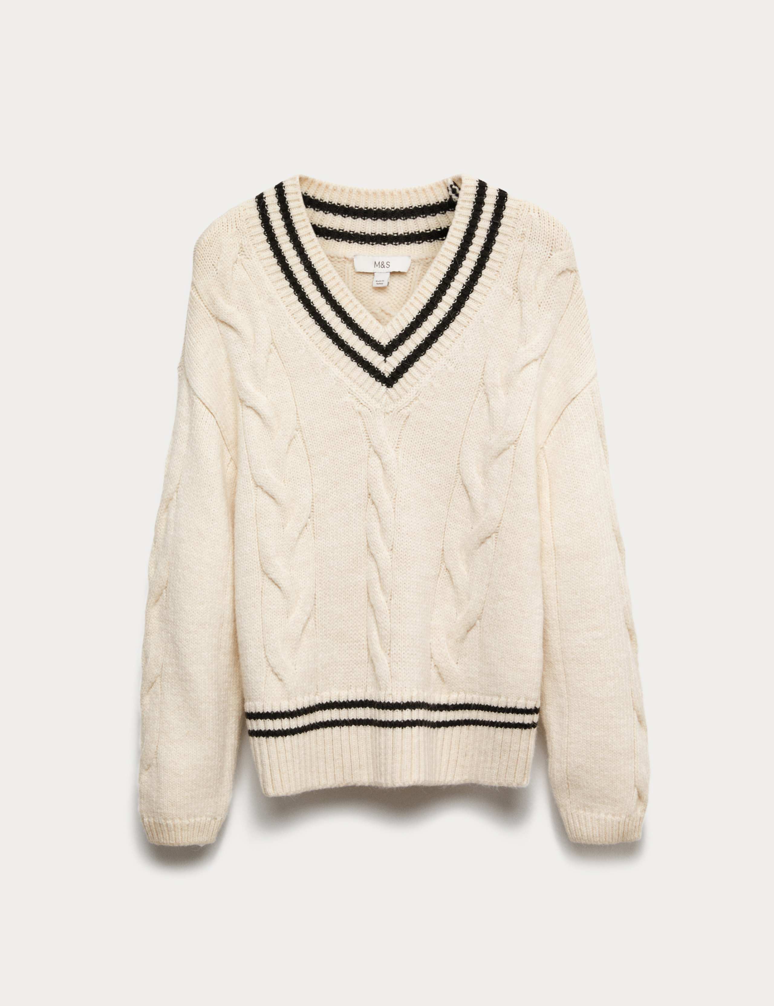Tipped Cable Knit Jumper with Wool 2 of 2