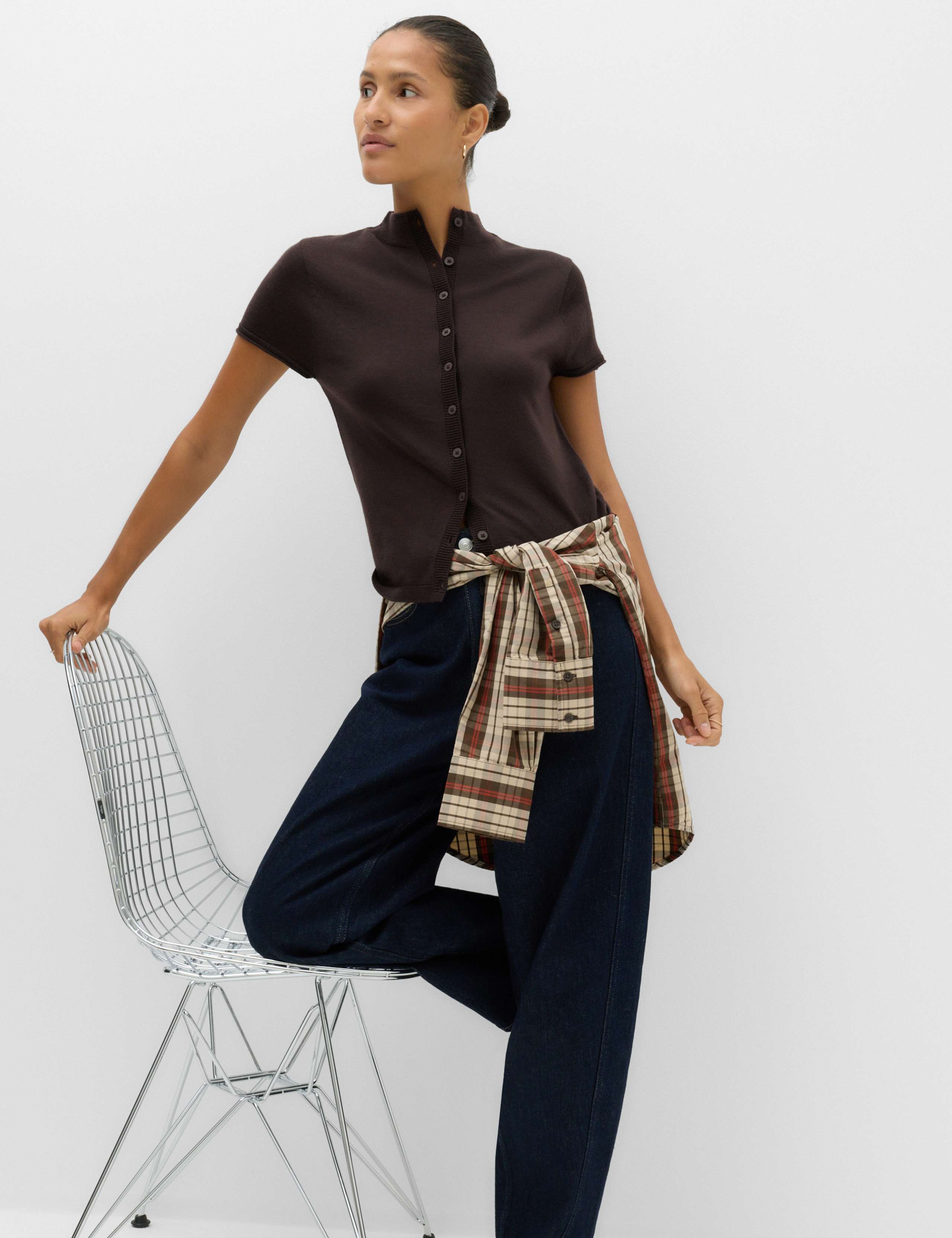Pure Merino Wool Short Sleeve Cardigan 4 of 6