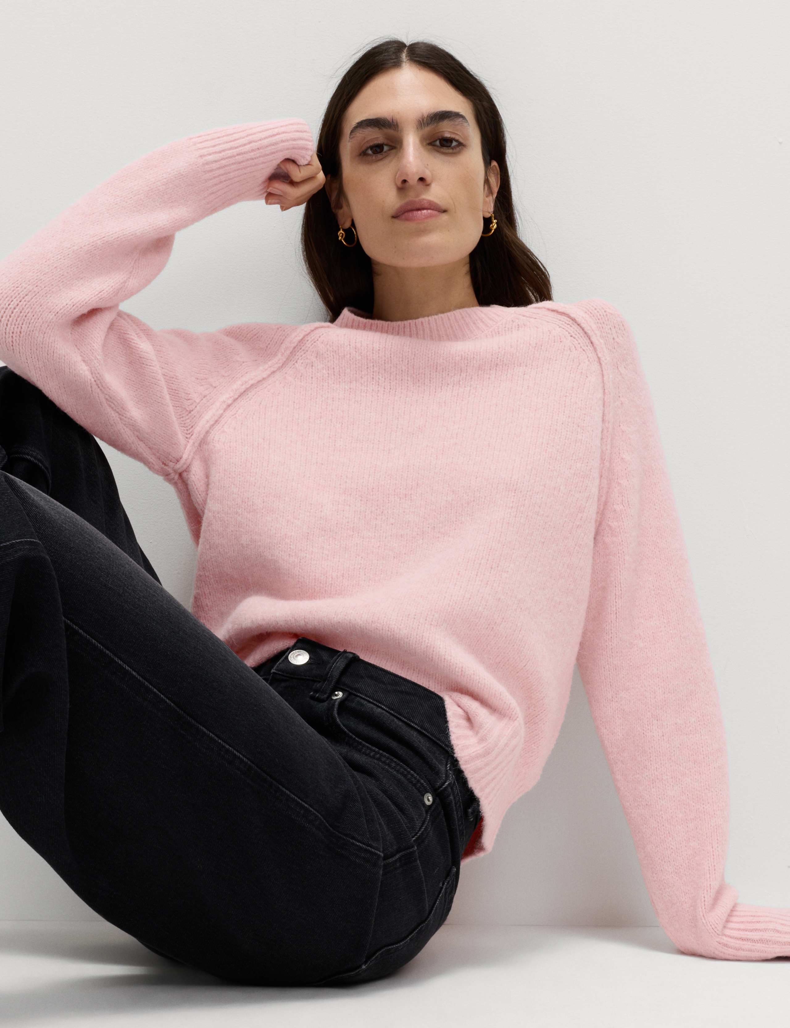 Textured Crew Neck Jumper with Wool 1 of 6
