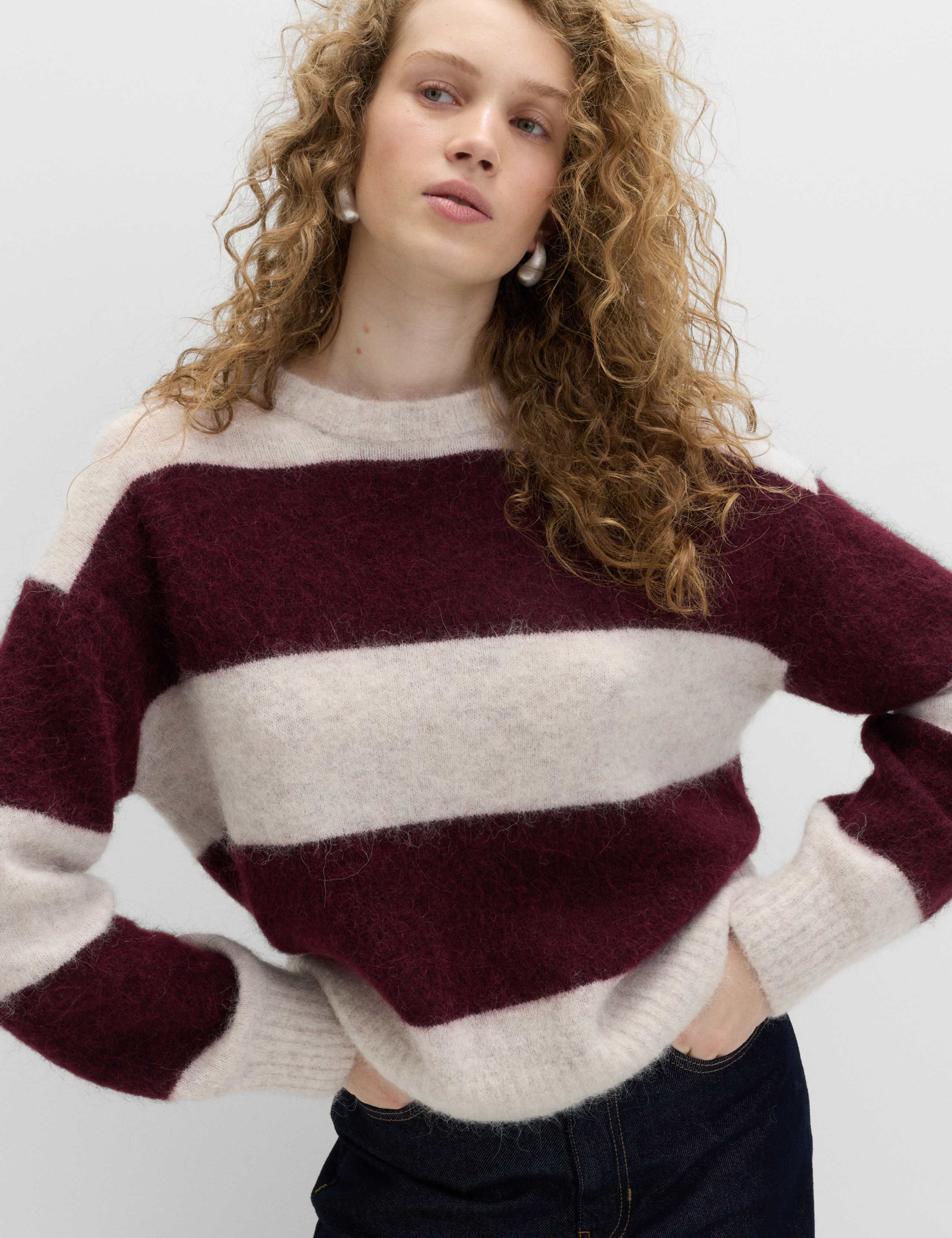 Alpaca Blend Striped Textured Relaxed Jumper 4 of 5