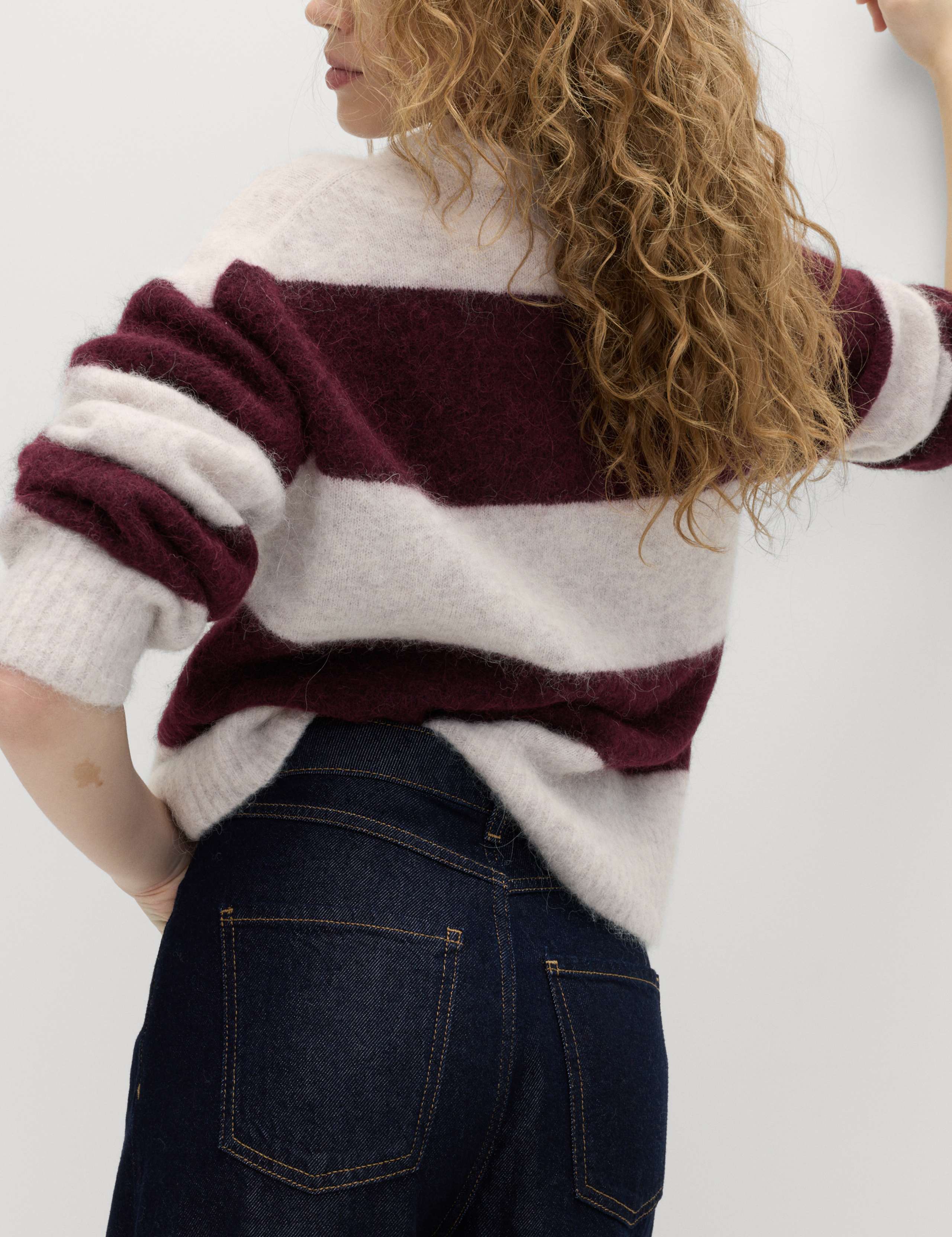 Alpaca Blend Striped Textured Relaxed Jumper 5 of 5