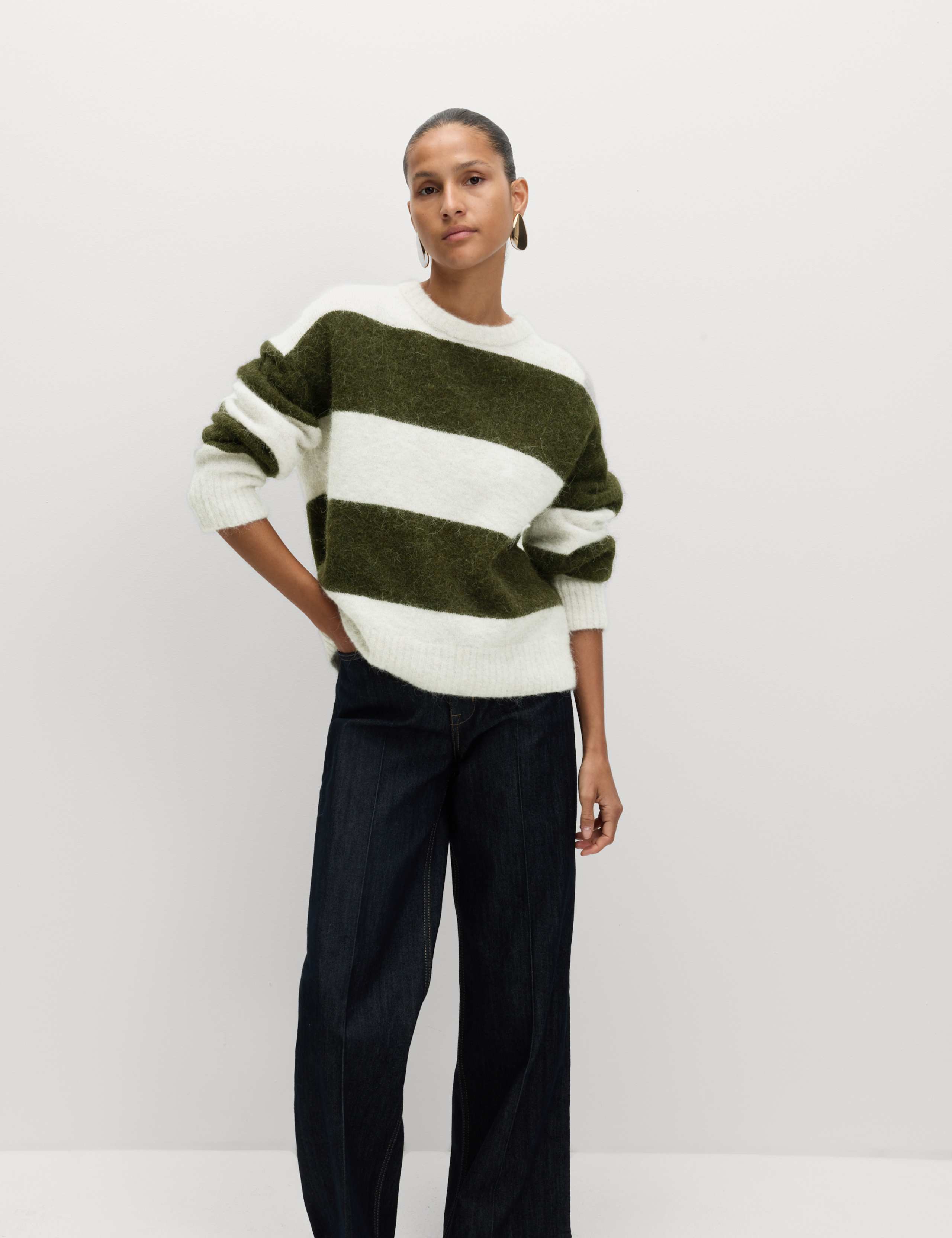 Alpaca Blend Striped Textured Relaxed Jumper 3 of 6
