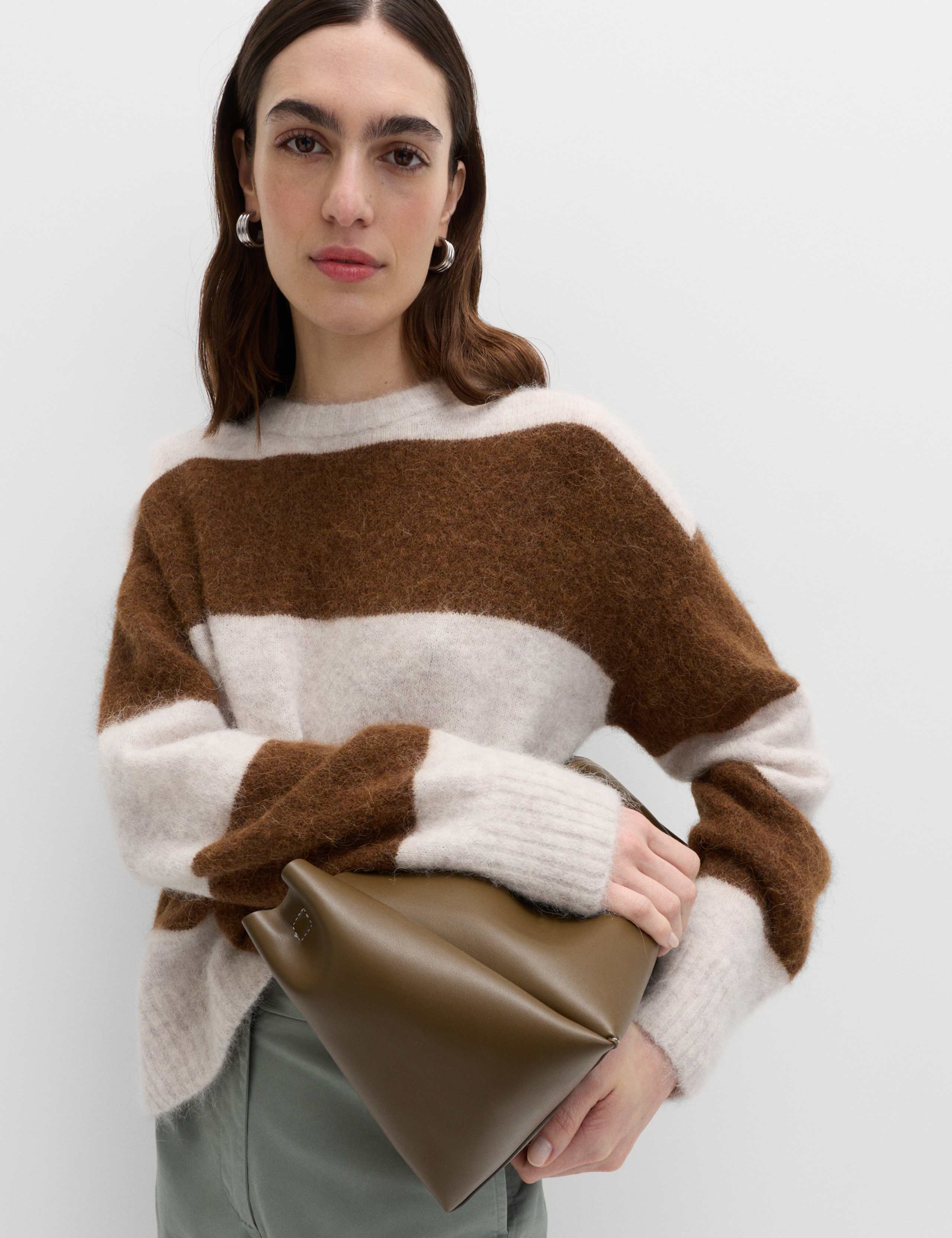 Alpaca Blend Striped Textured Relaxed Jumper 1 of 6