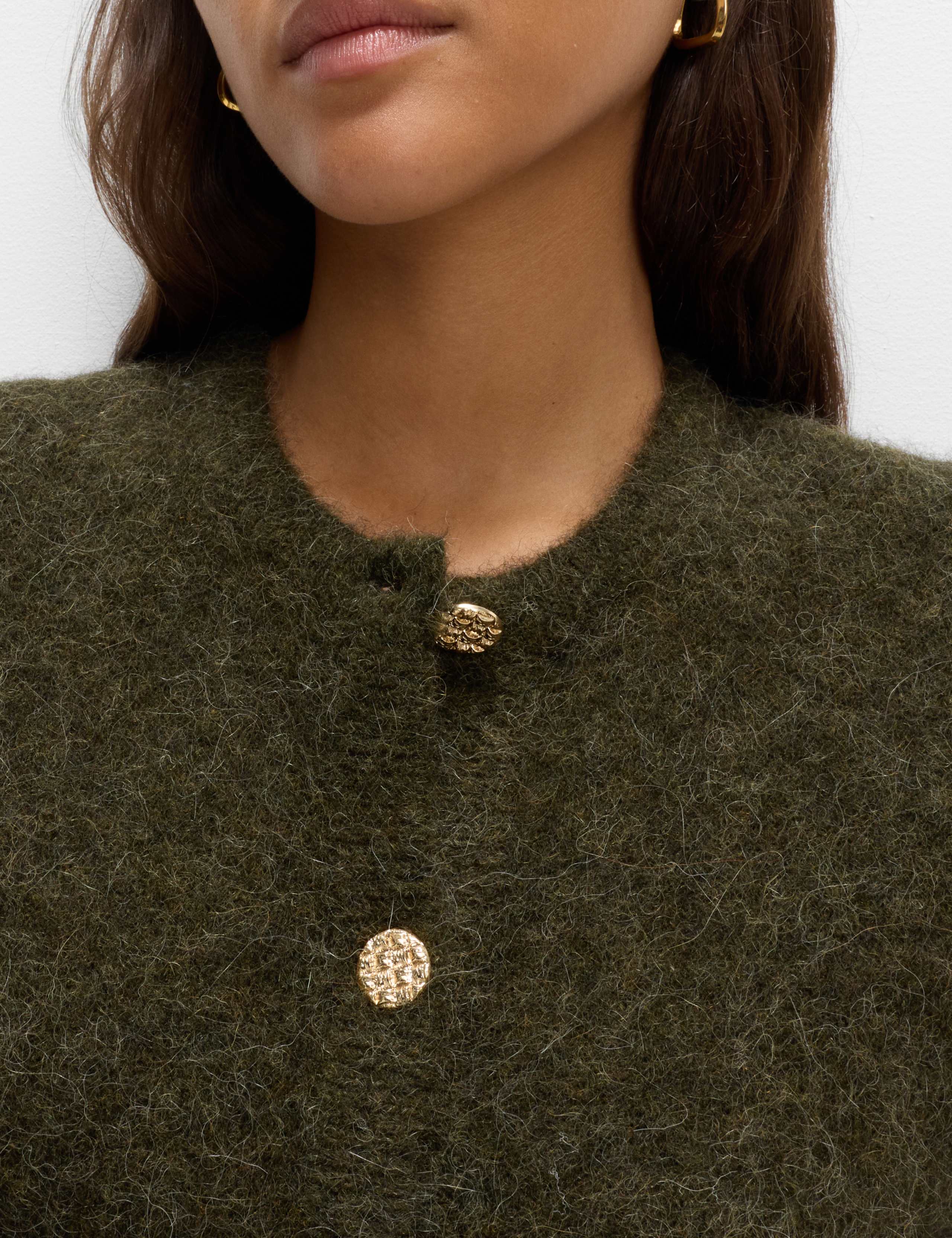 Alpaca Blend Button Front Cropped Cardigan 4 of 5