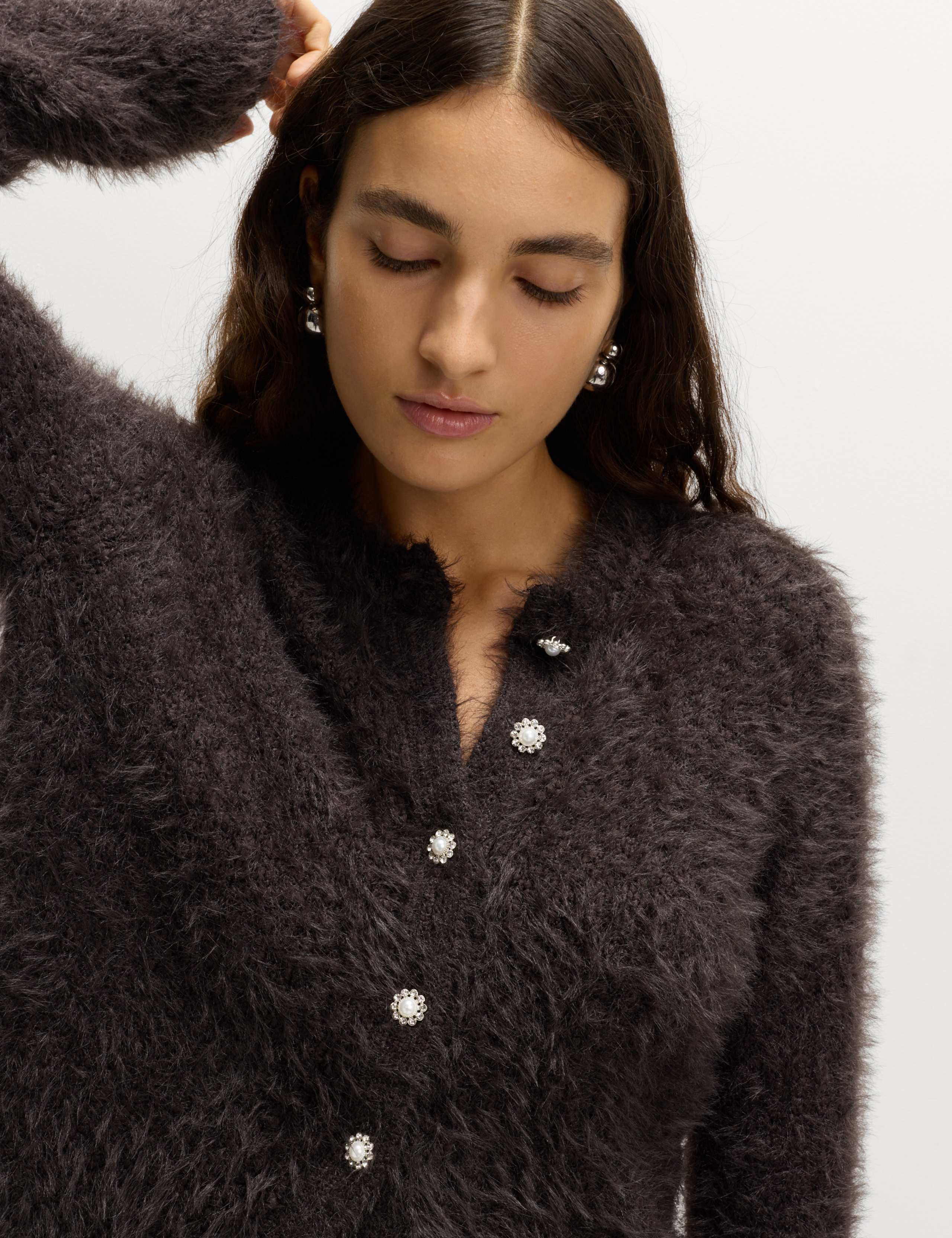 Textured Embellished Button Through Cardigan 4 of 5