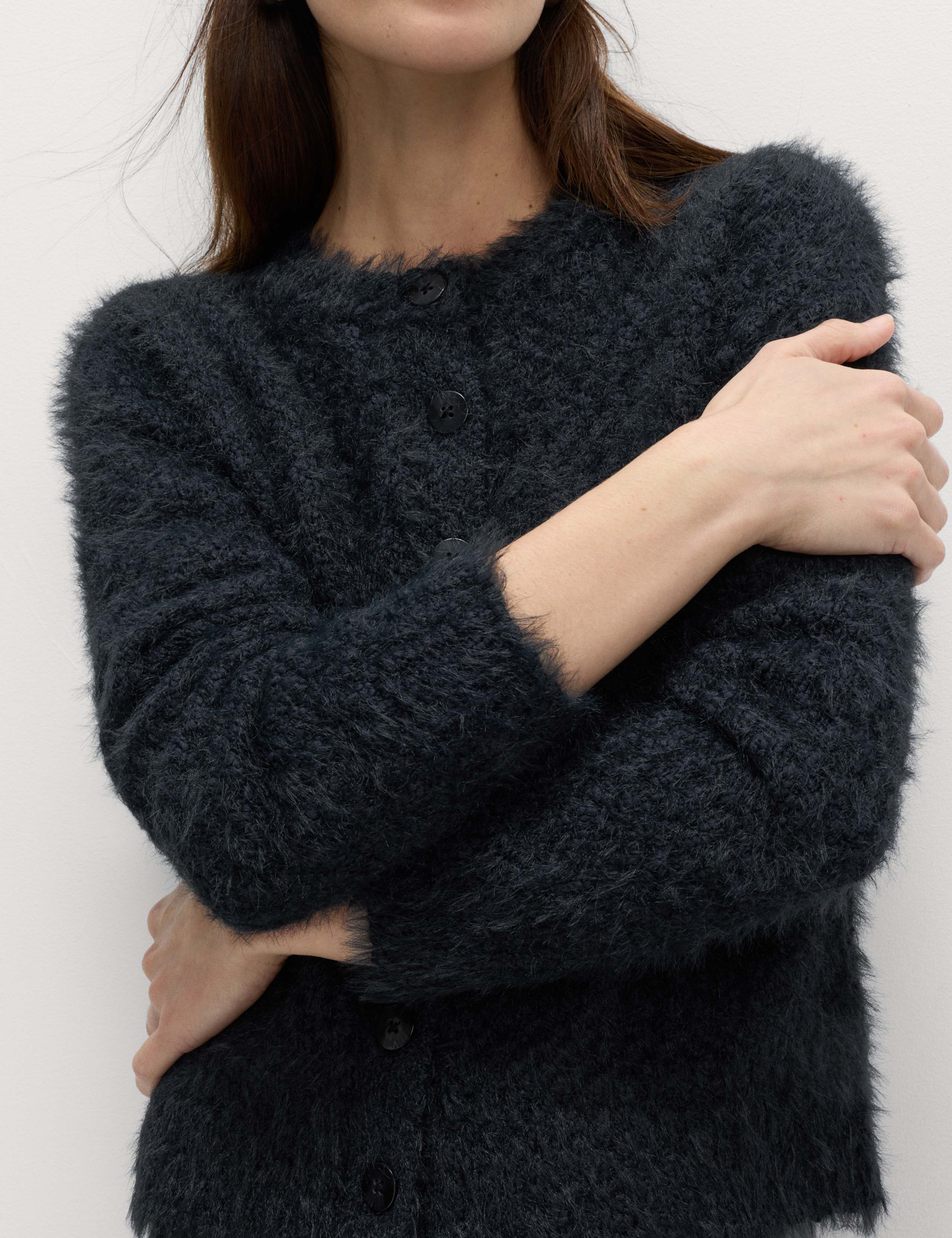 Textured Crew Neck Cardigan 5 of 6