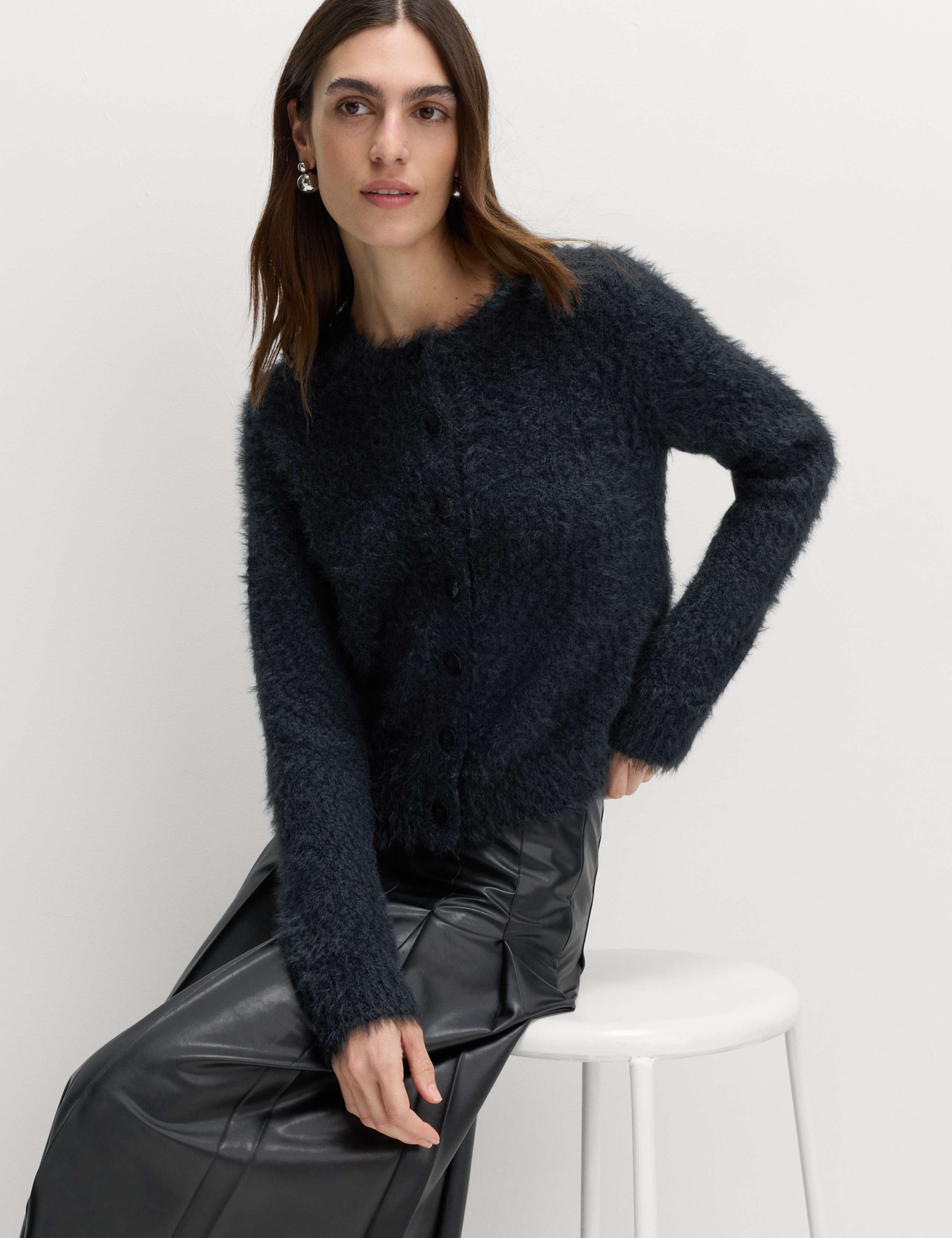 Textured Crew Neck Cardigan 6 of 6