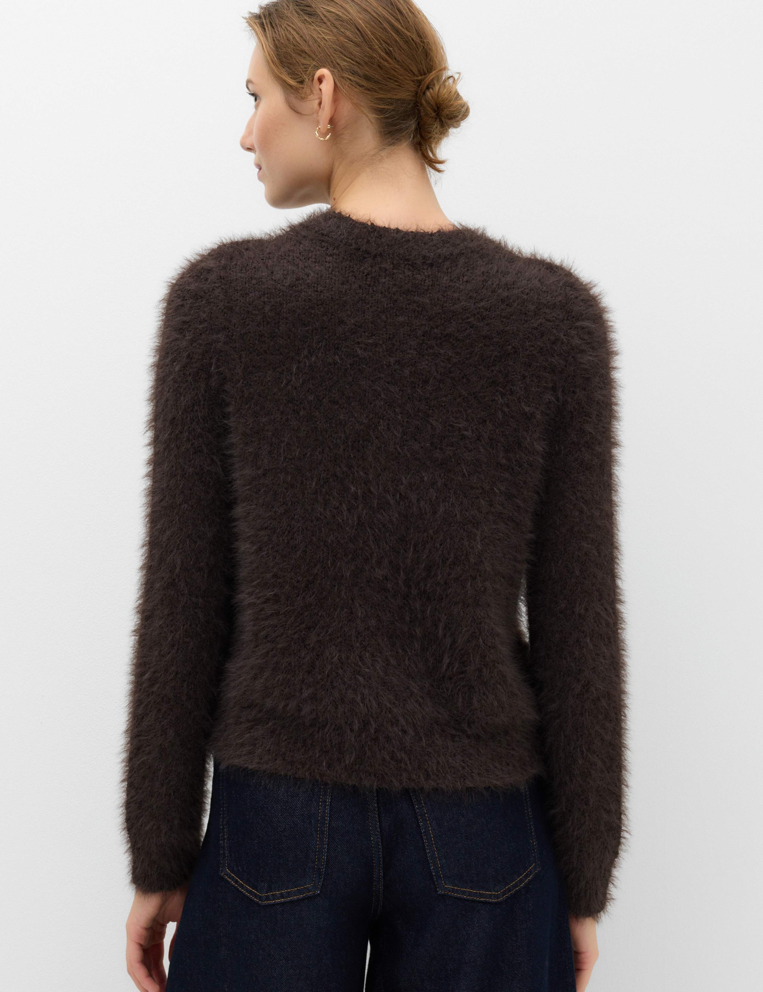 Textured Crew Neck Cardigan 3 of 5