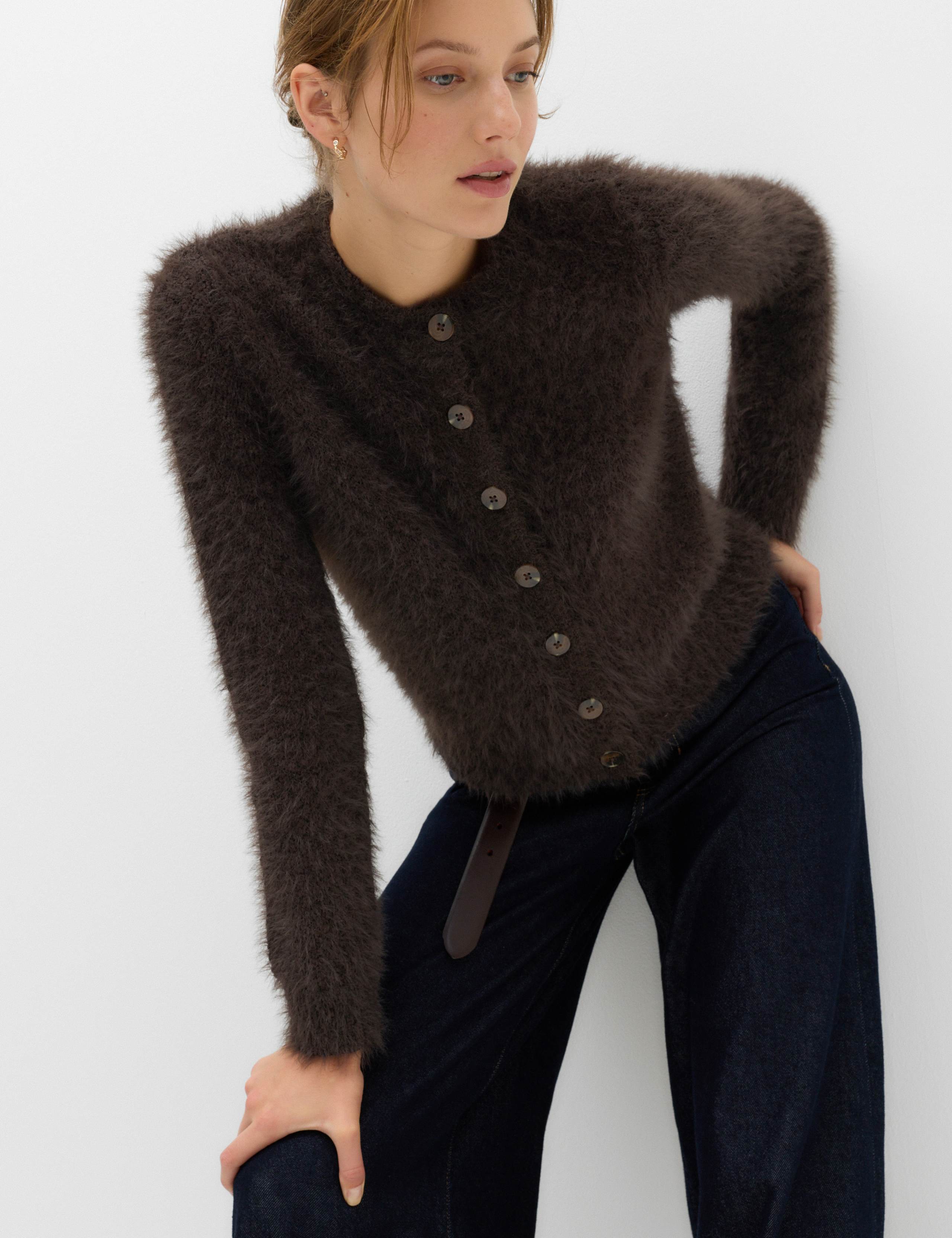 Textured Crew Neck Cardigan 4 of 5