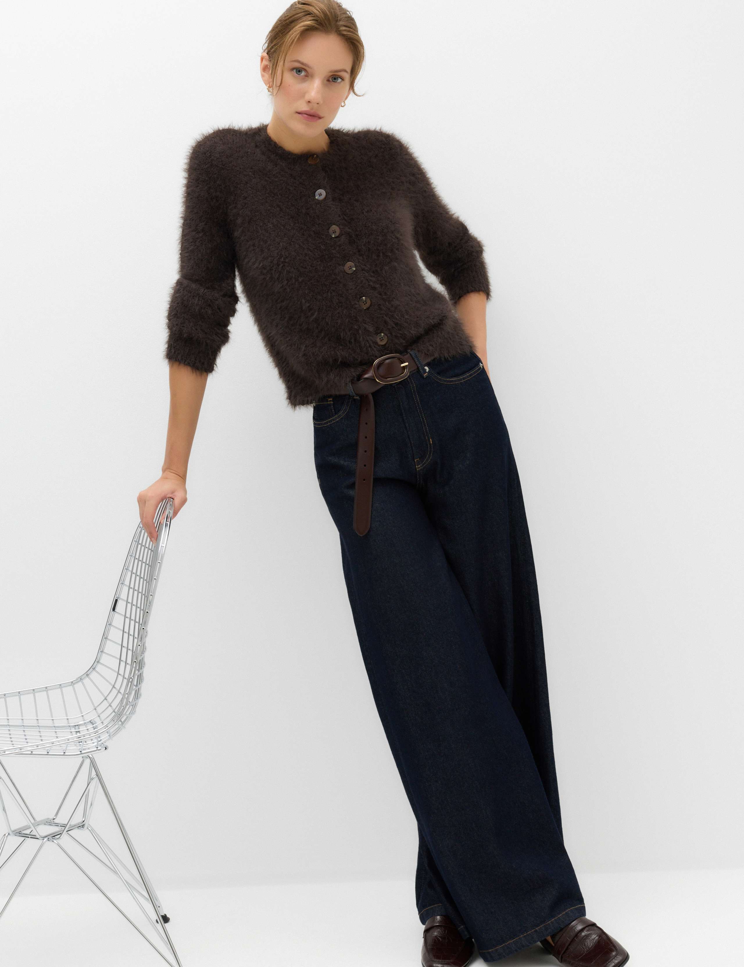 Textured Crew Neck Cardigan 5 of 5
