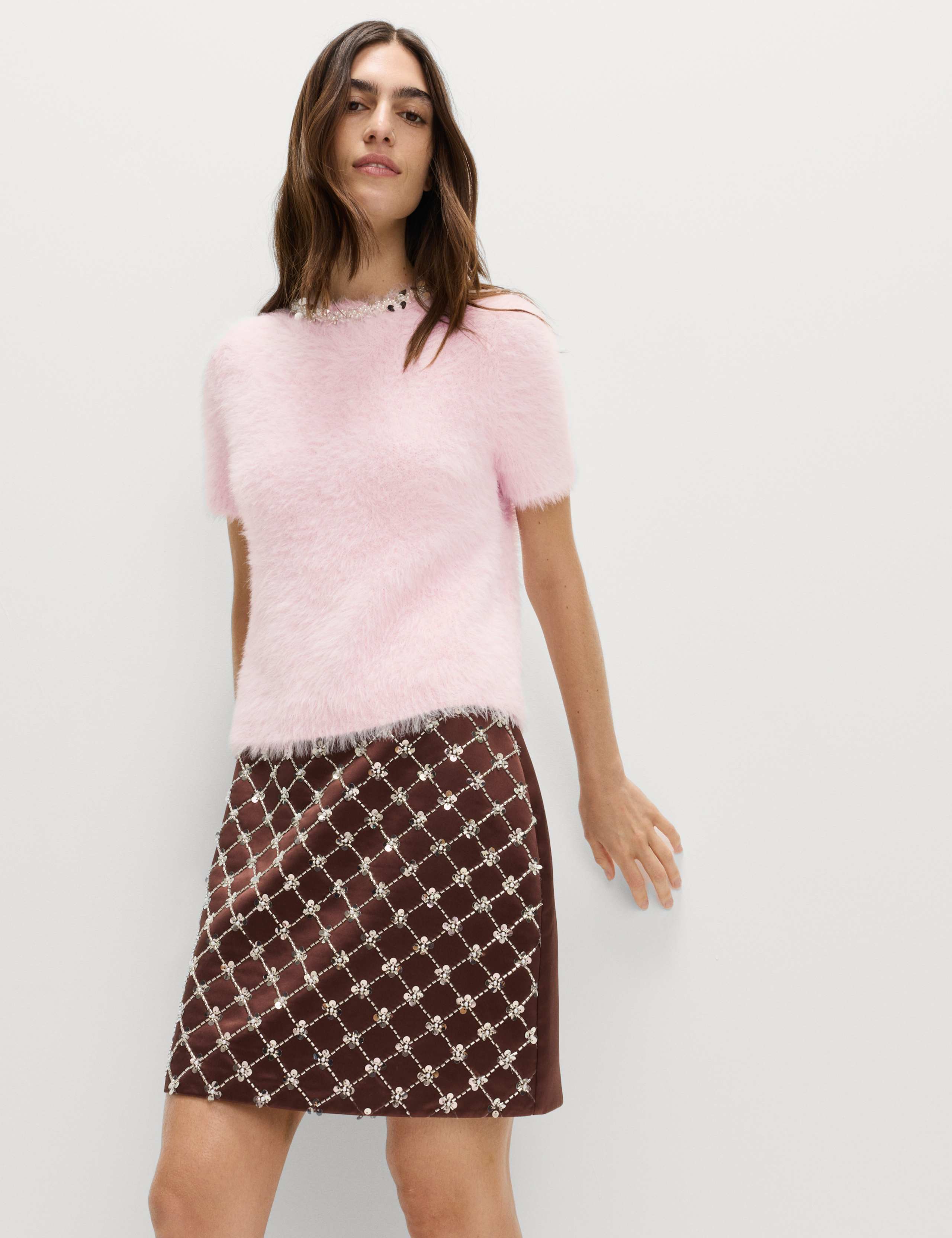 Embellished Crew Neck Fitted Knitted Top 4 of 5