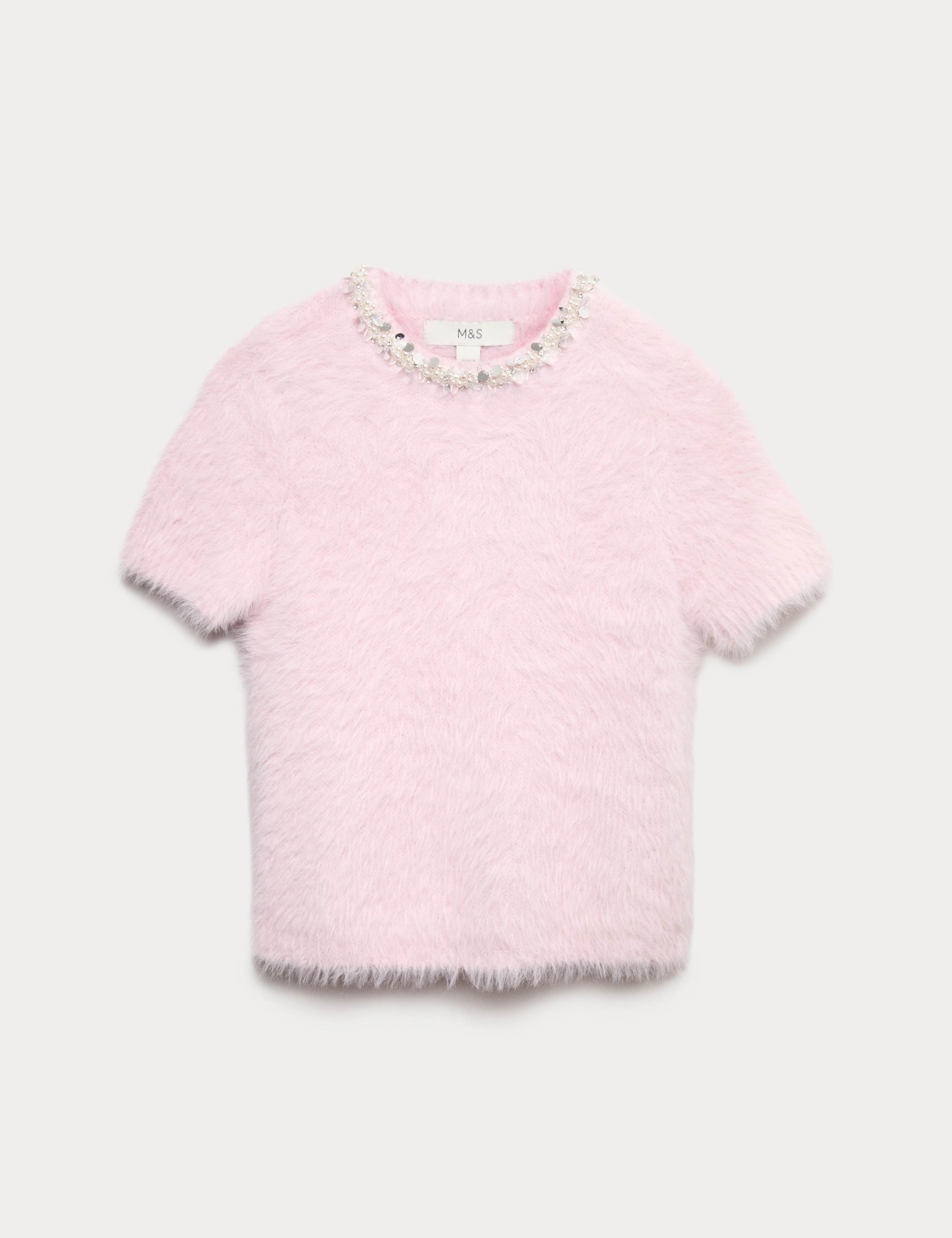 Embellished Crew Neck Fitted Knitted Top 2 of 5