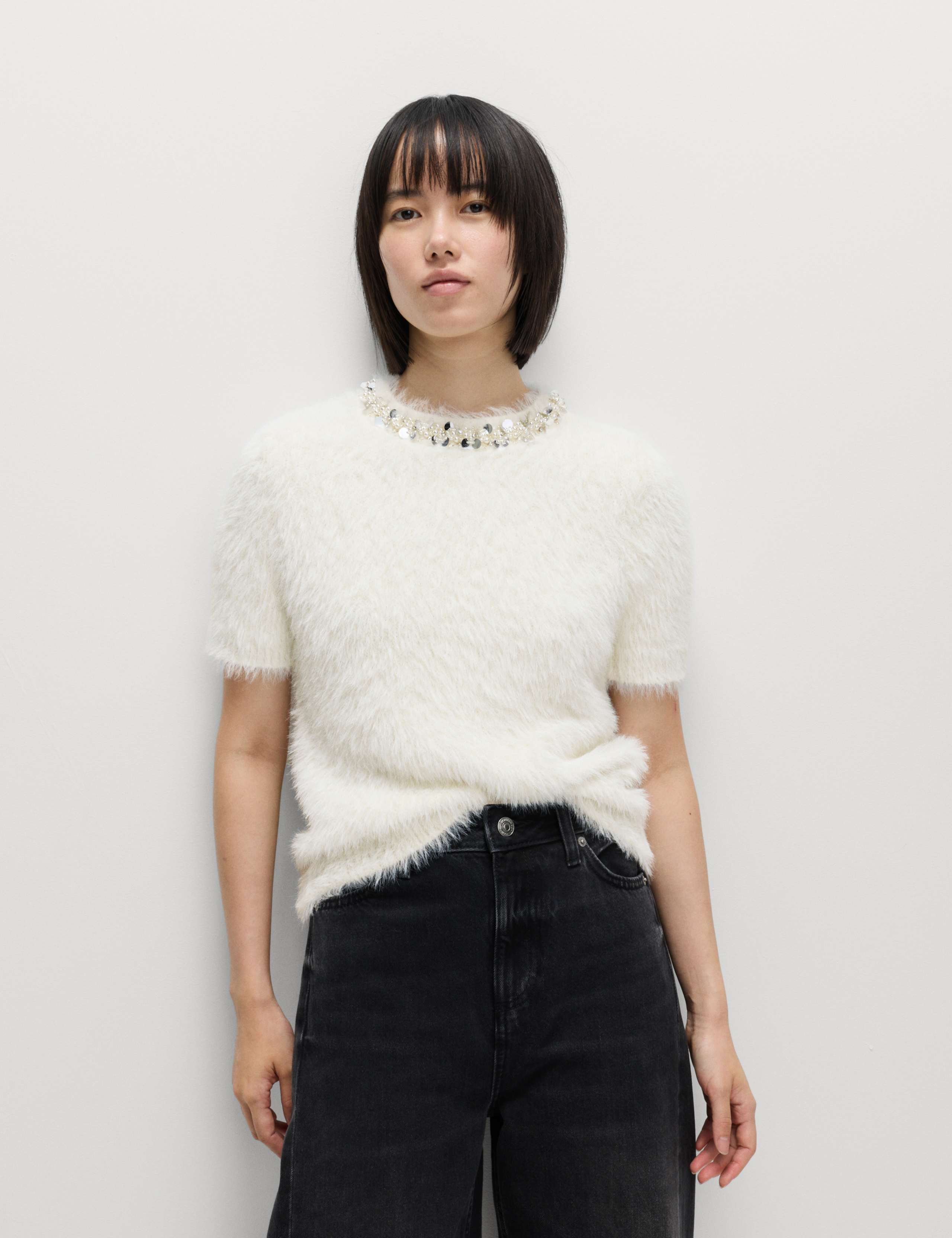 Embellished Crew Neck Fitted Knitted Top 4 of 6