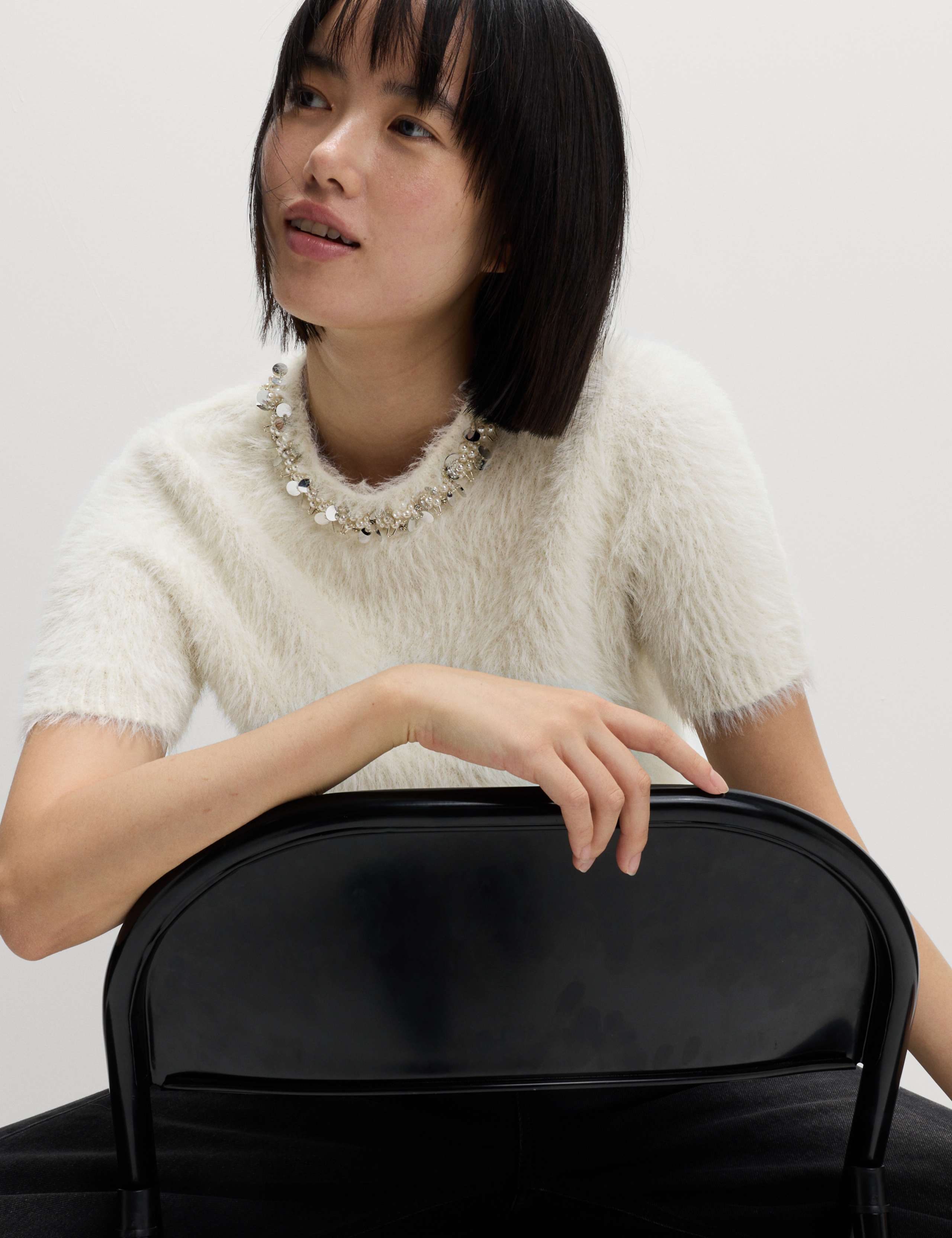 Embellished Crew Neck Fitted Knitted Top 6 of 6