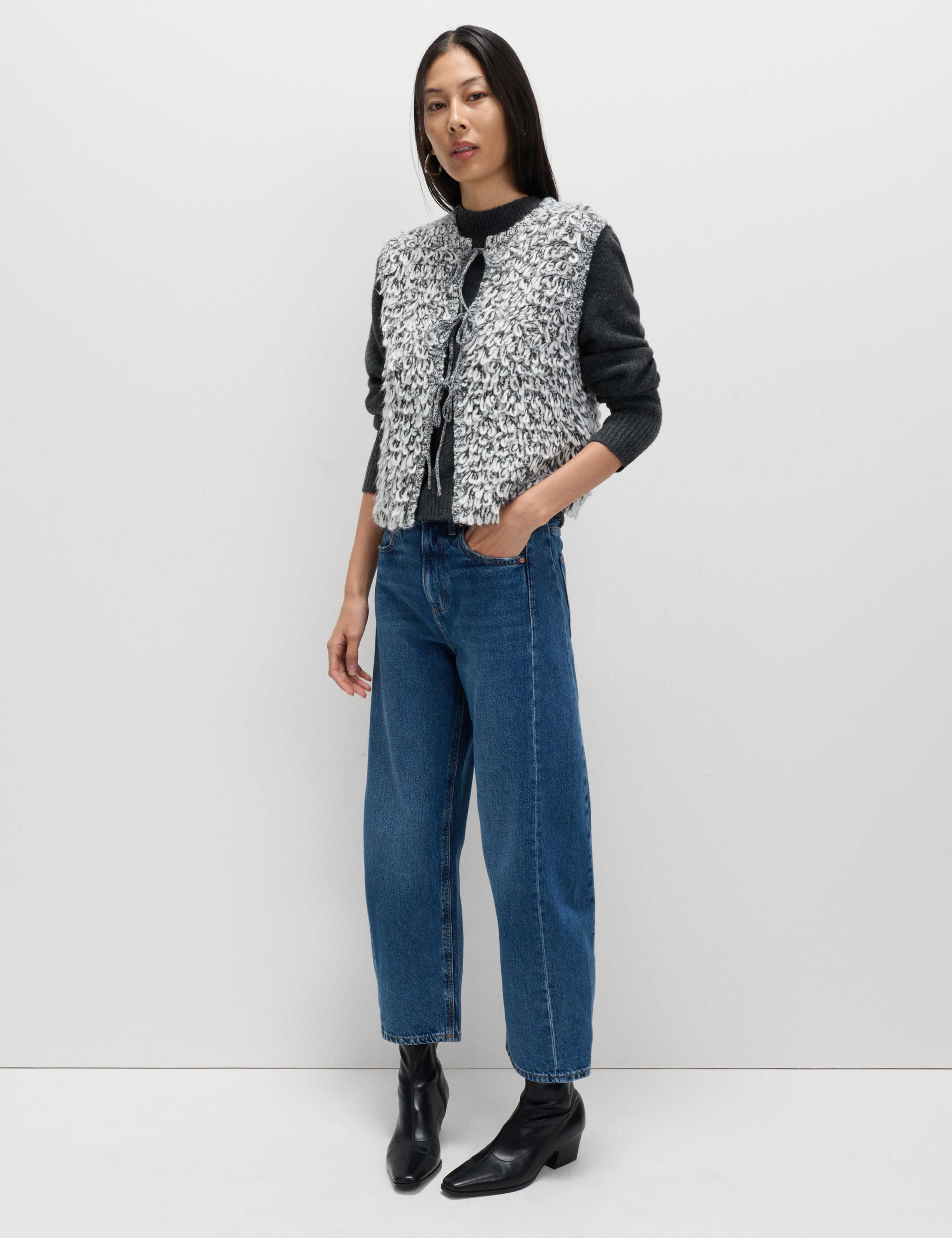 Textured Slub Slim Fit Waistcoat with Wool 5 of 6