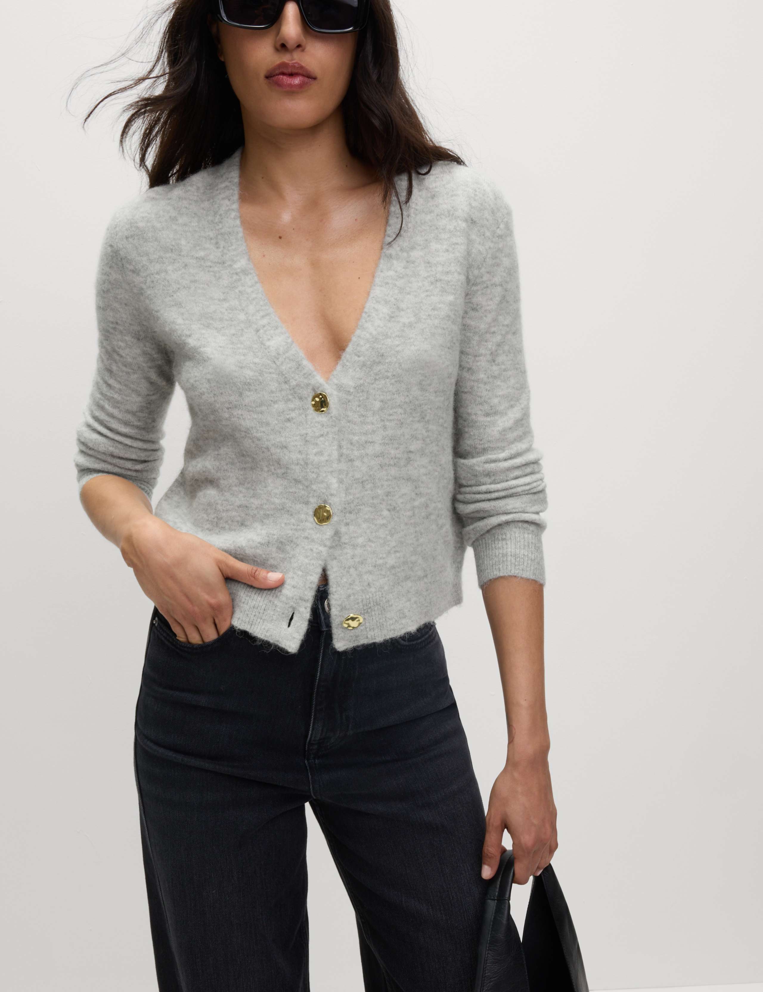 V-Neck Cropped Cardigan with Alpaca 4 of 6