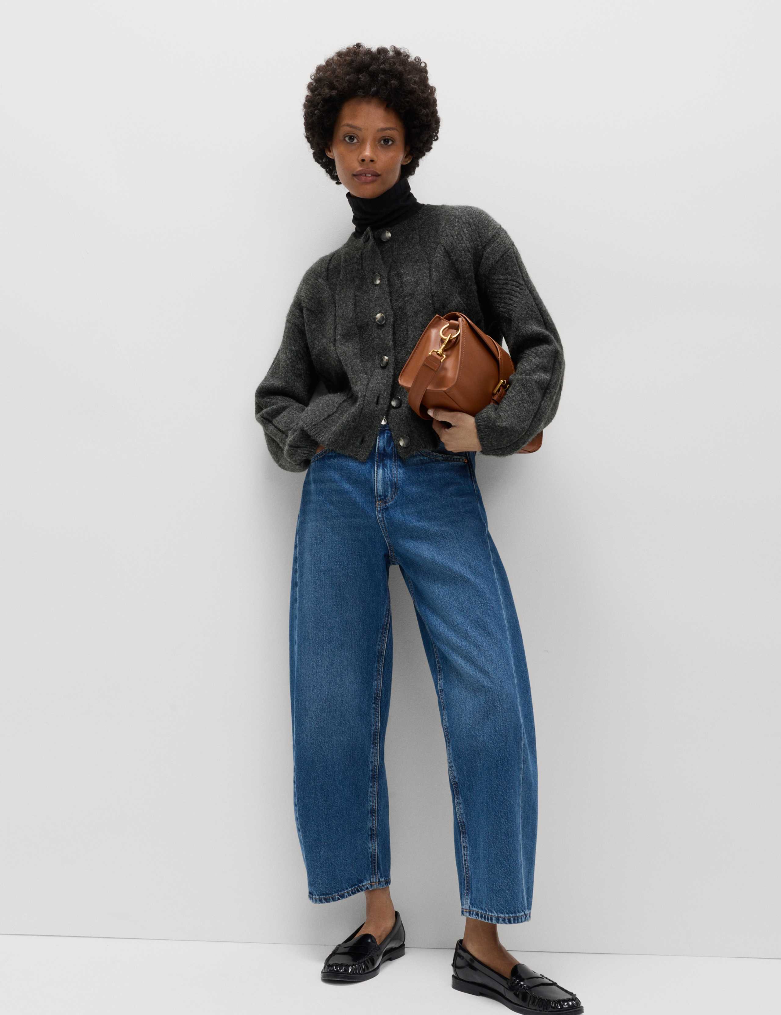 Cable Knit Relaxed Cardigan with Alpaca 4 of 6