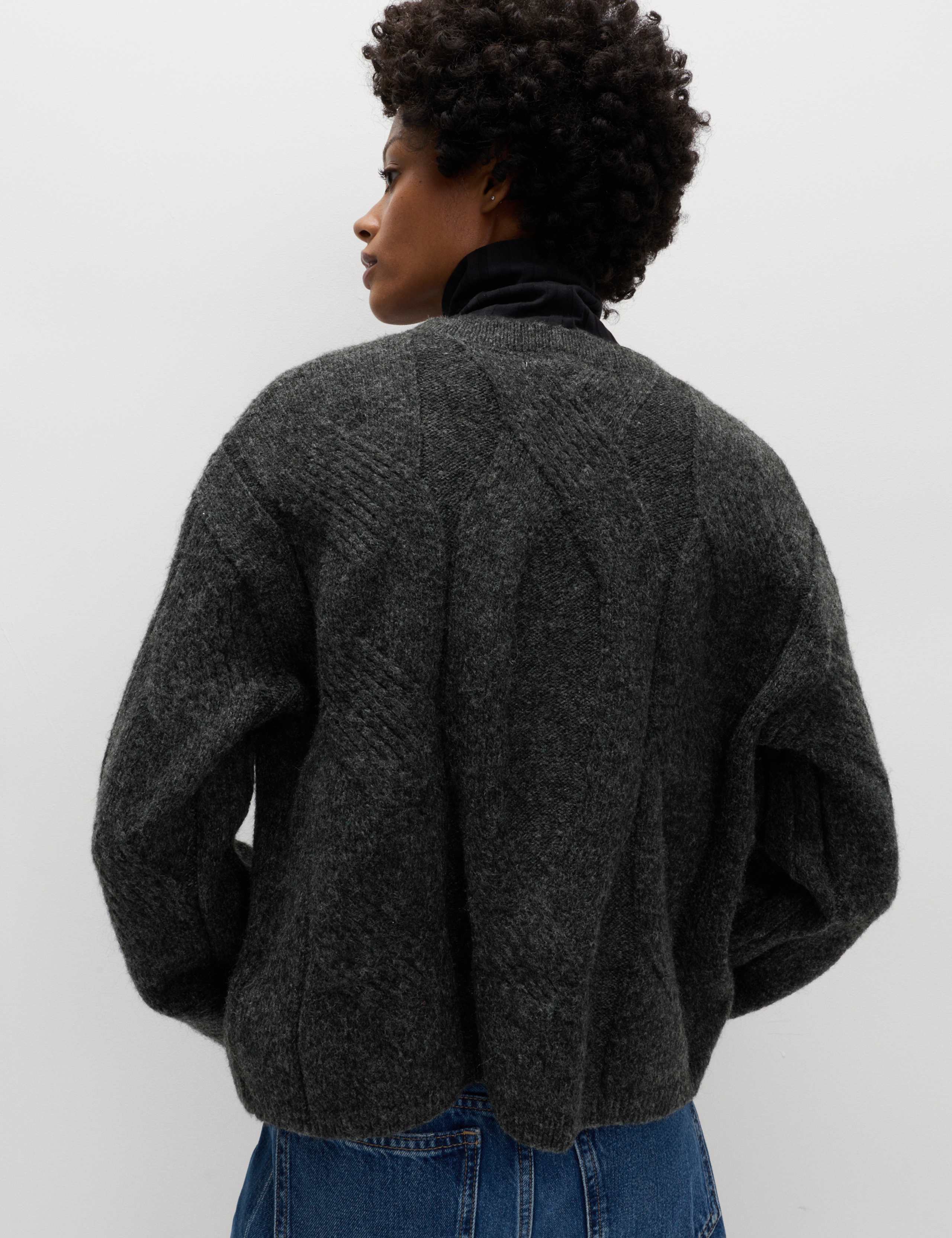 Cable Knit Relaxed Cardigan with Alpaca 6 of 6