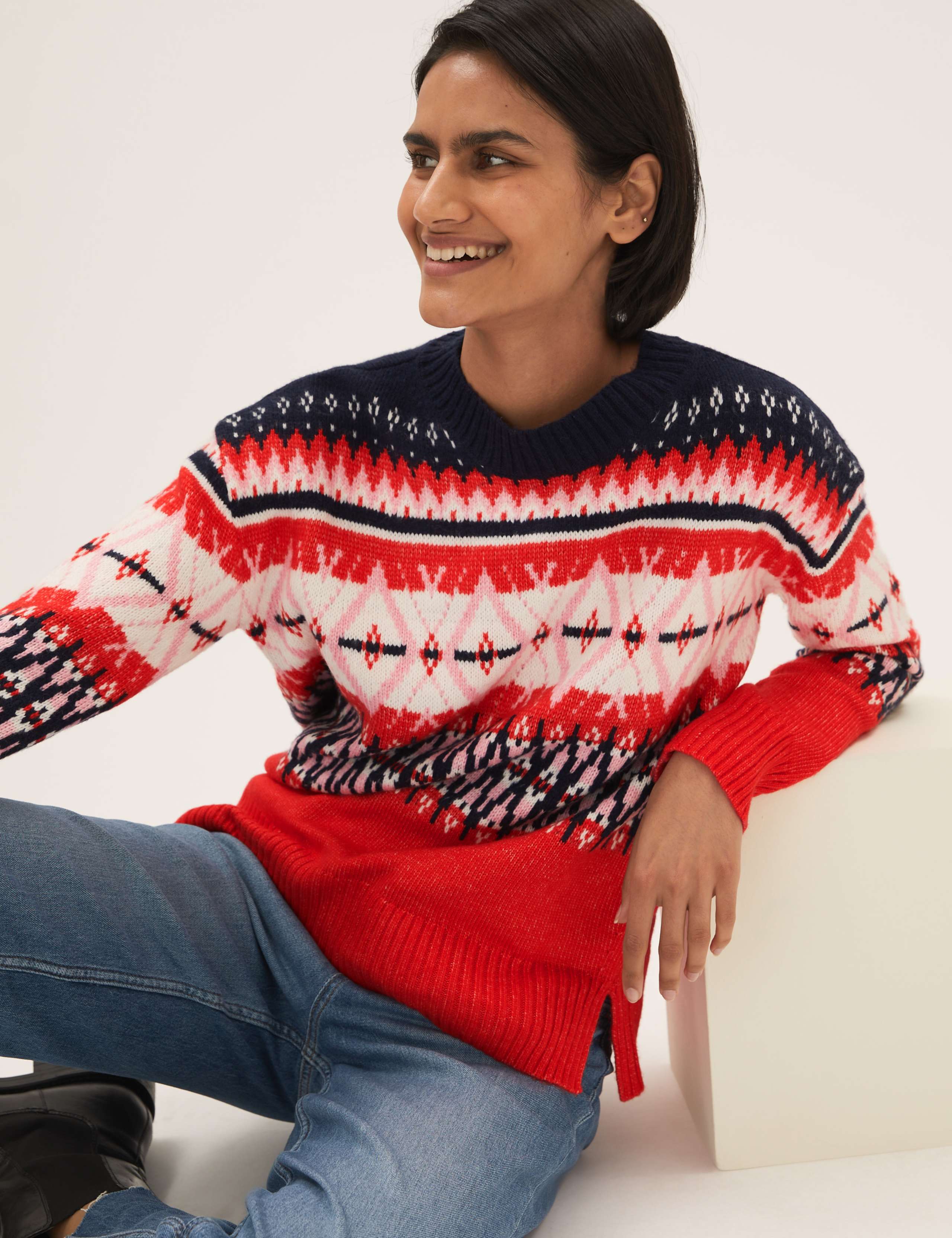 Fair Isle Crew Neck Relaxed Jumper 1 of 6