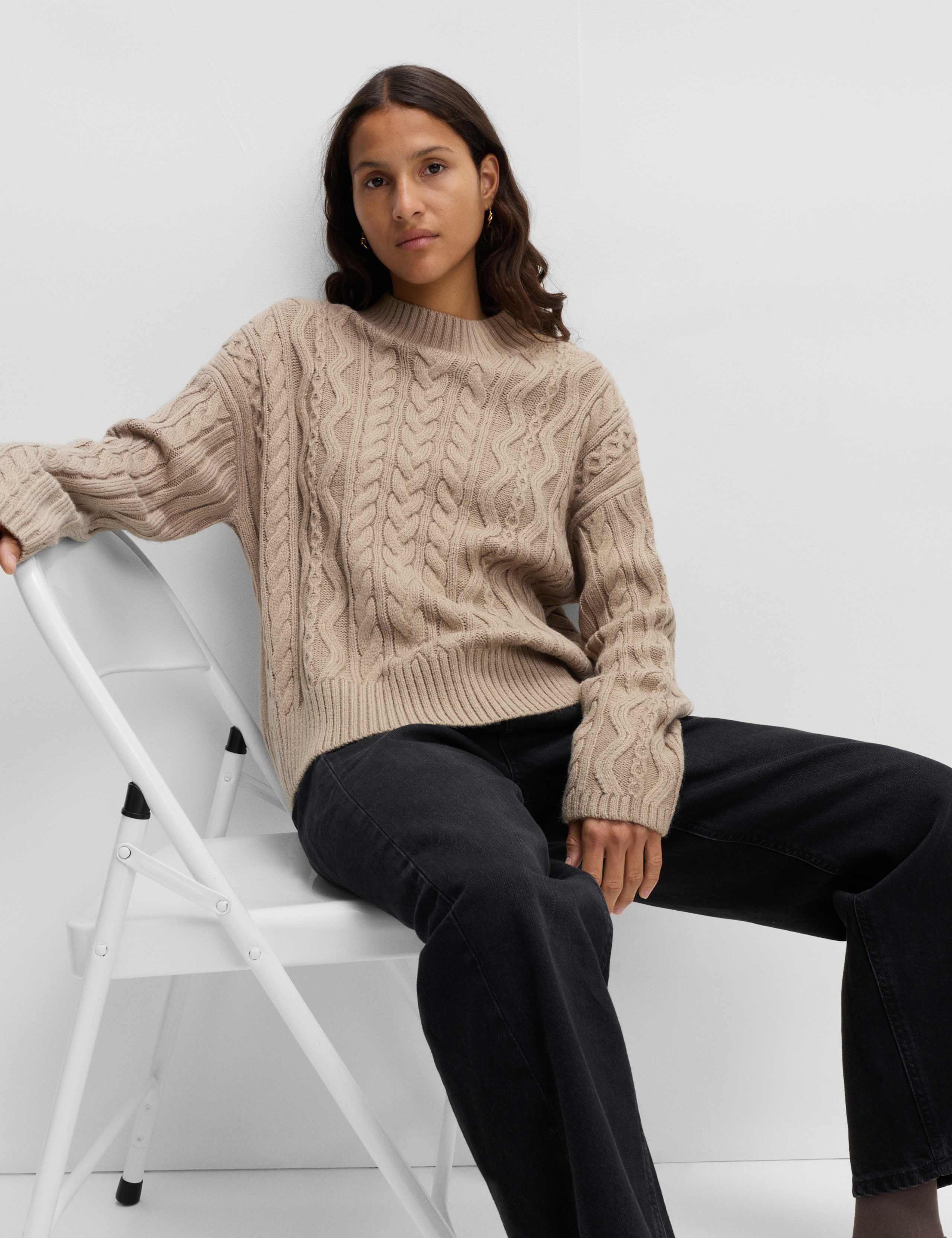 Cable Knit Funnel Neck Relaxed Jumper 2 of 4