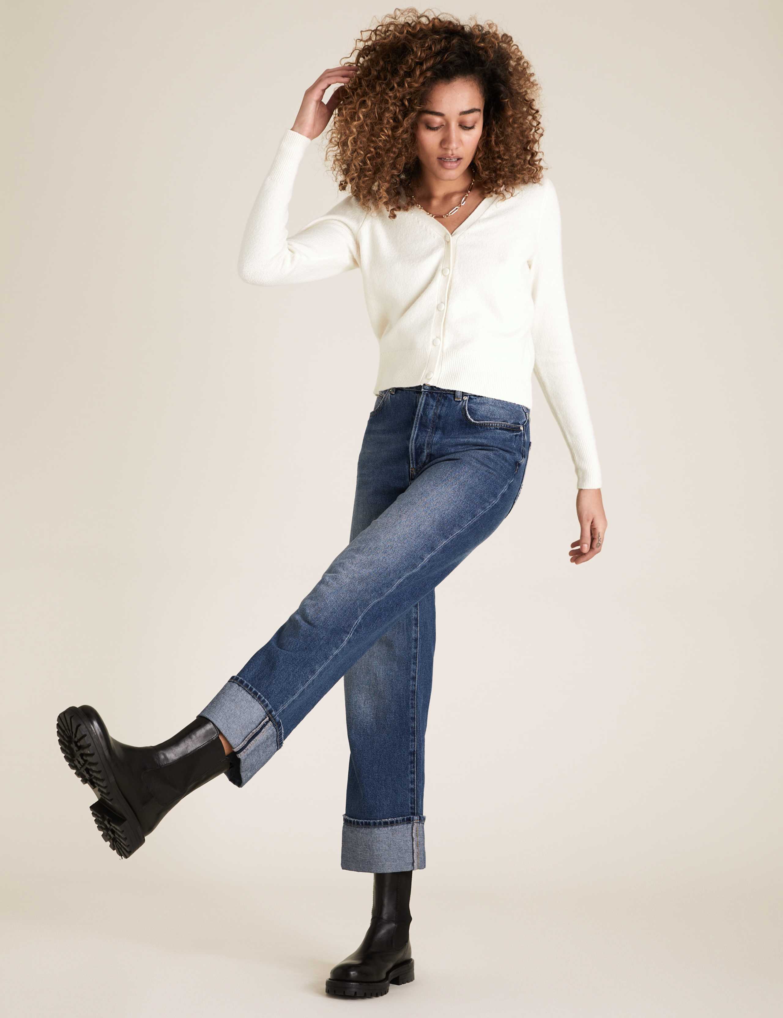 Cotton V-Neck Button Front Cardigan 1 of 5