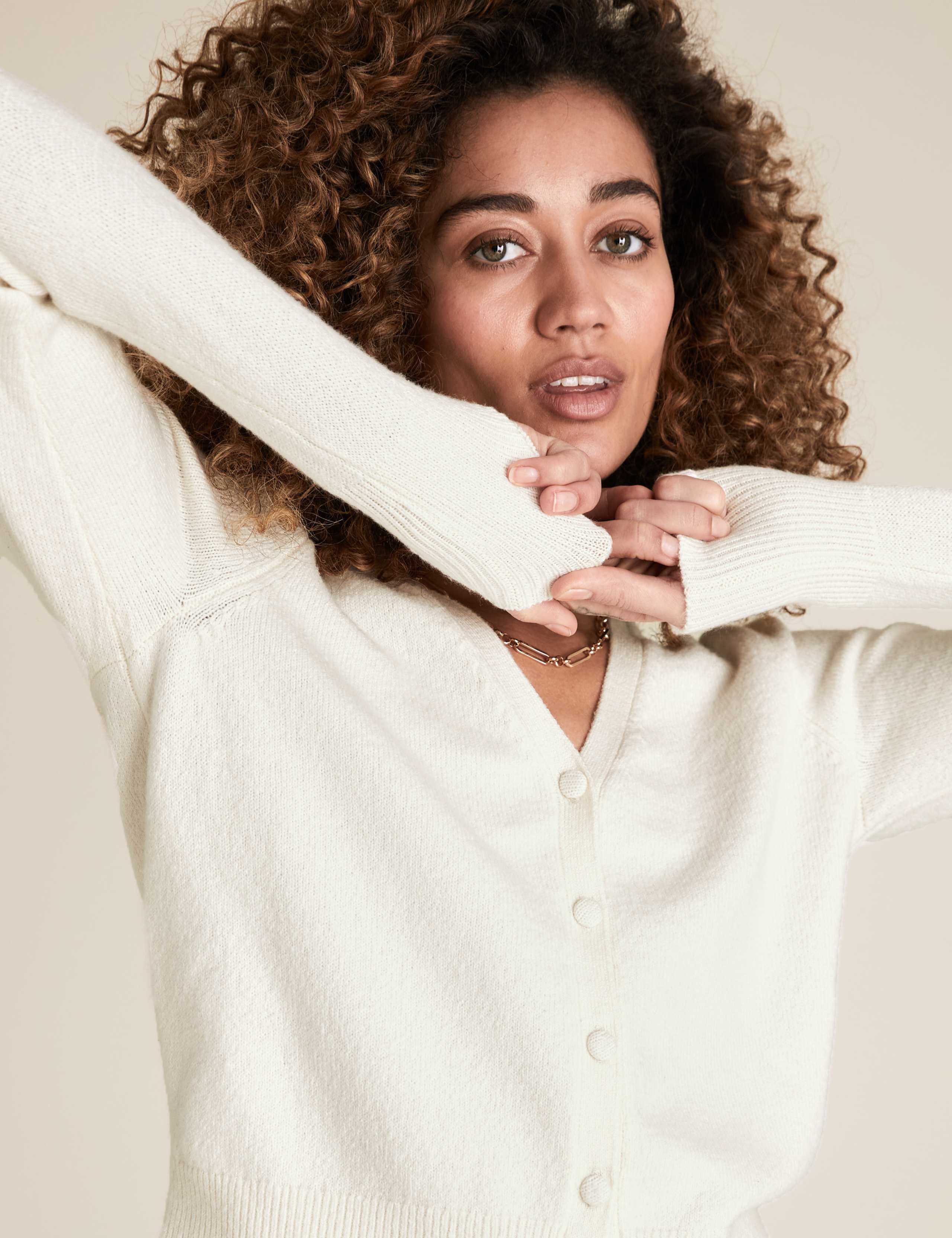Cotton V-Neck Button Front Cardigan 3 of 5