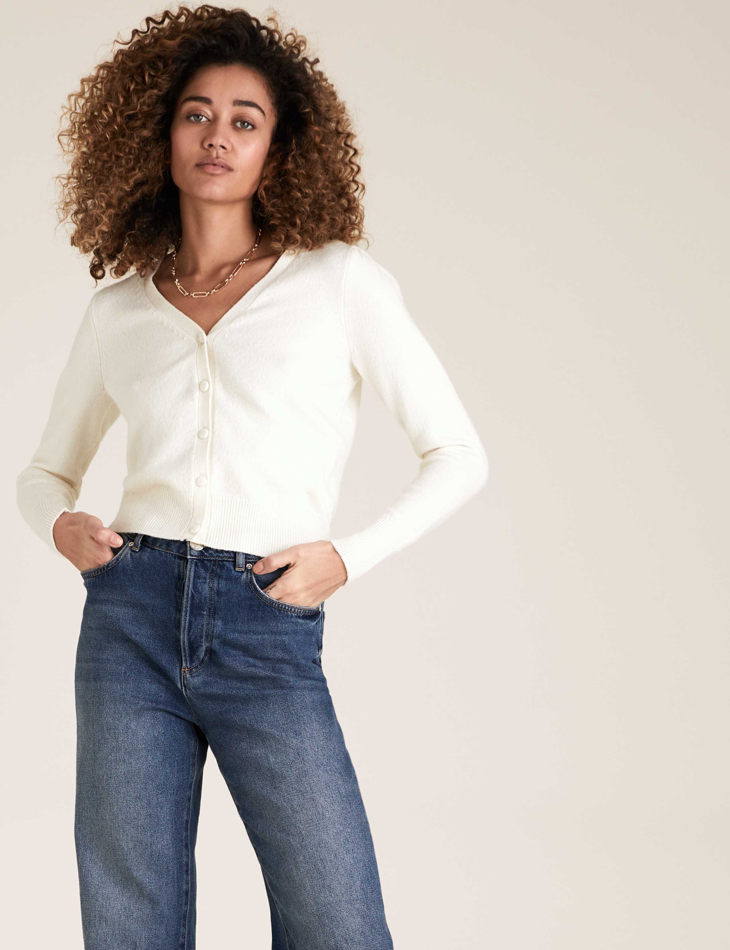 Cotton V-Neck Button Front Cardigan 4 of 5
