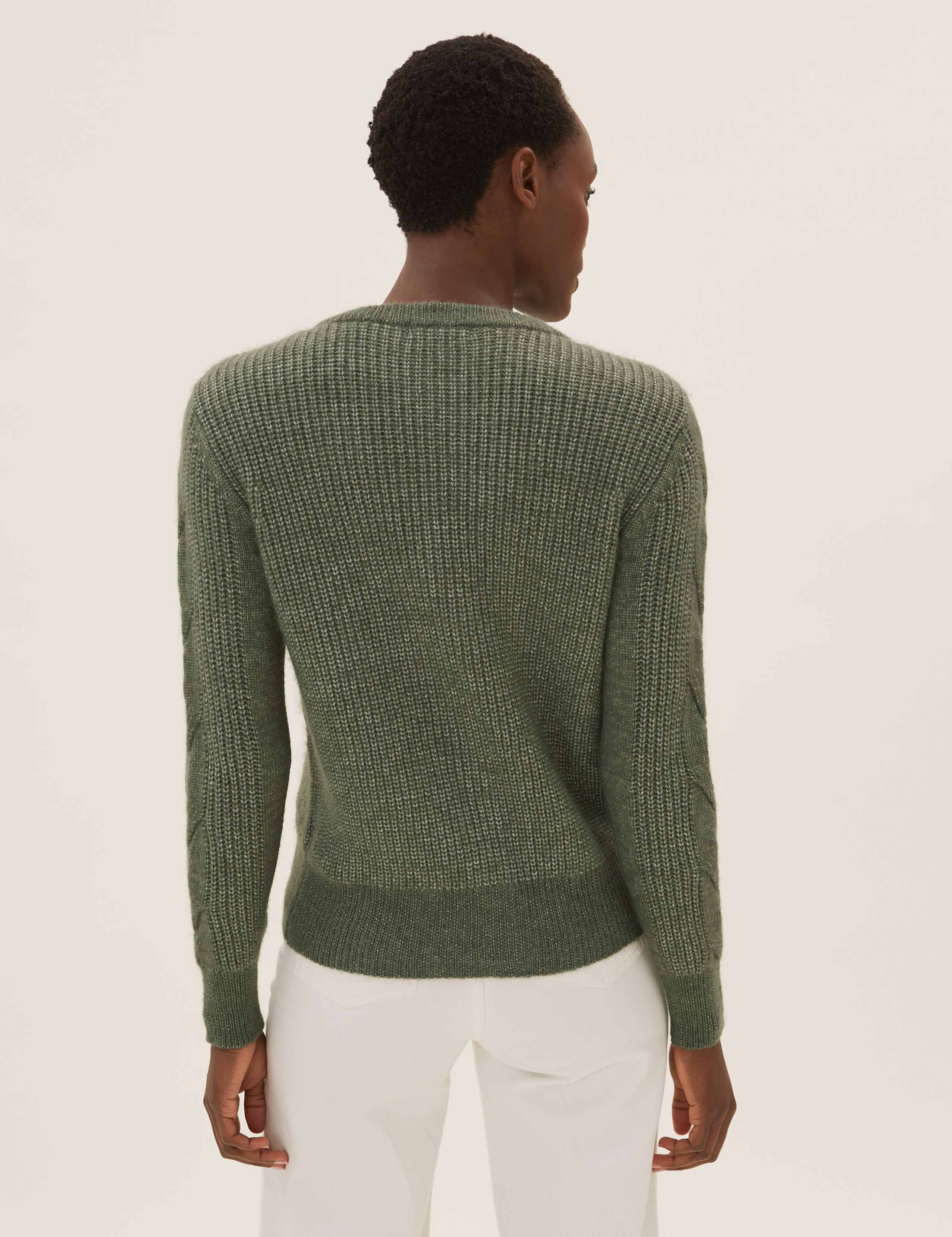 Cable Knit Button Front Cardigan with Wool 4 of 5