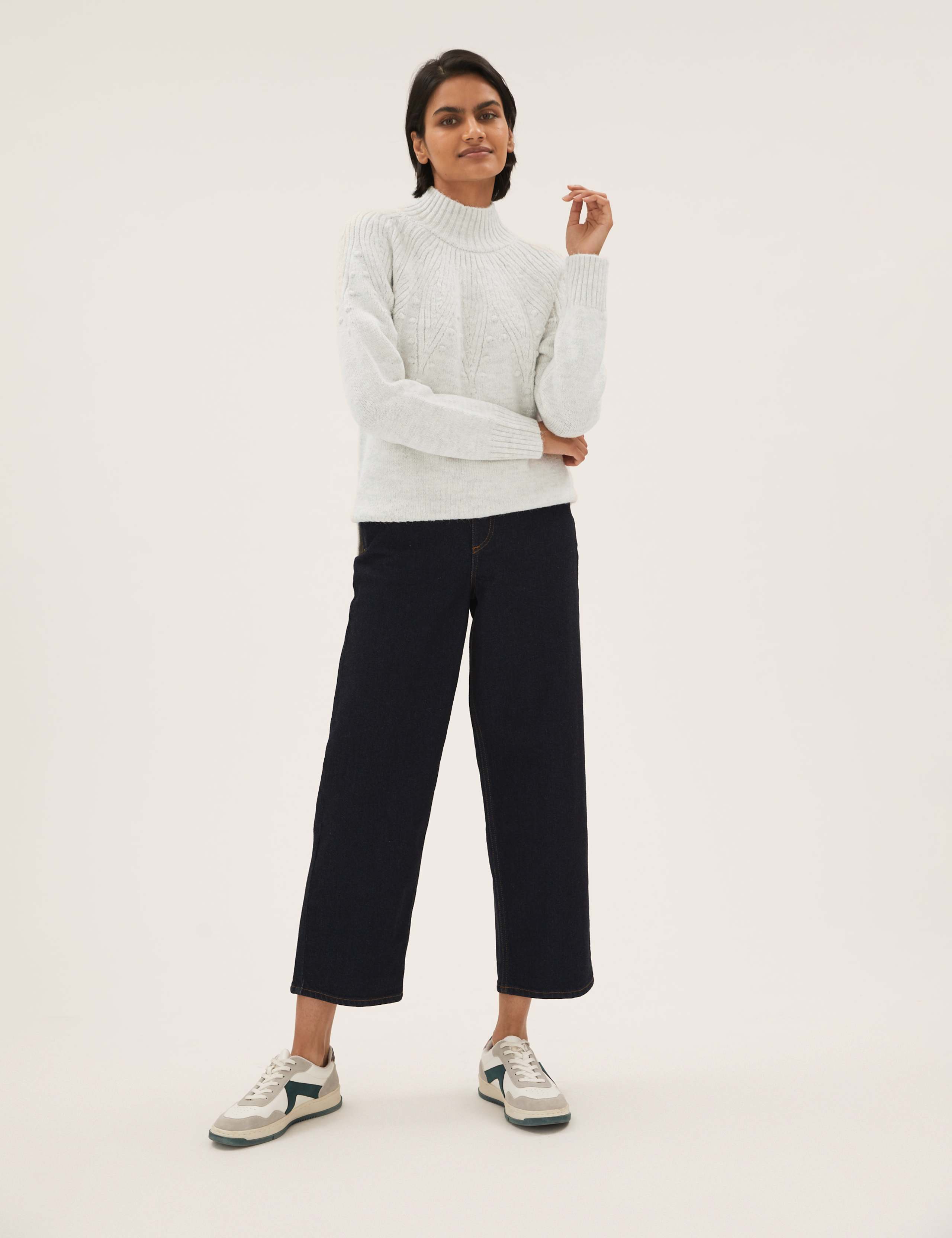 Diamond Bobble Funnel Neck Relaxed Jumper 1 of 6