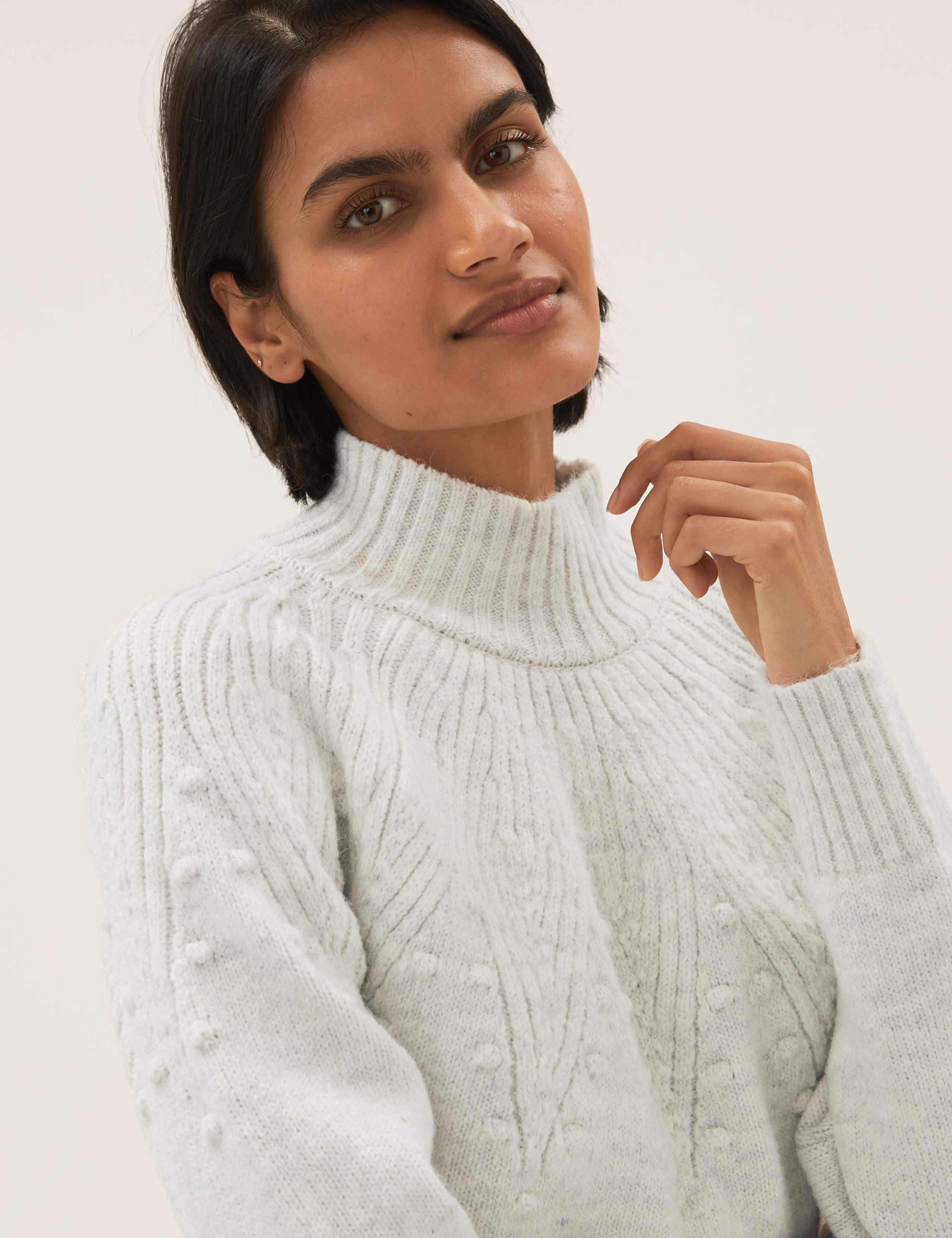 Diamond Bobble Funnel Neck Relaxed Jumper 2 of 6