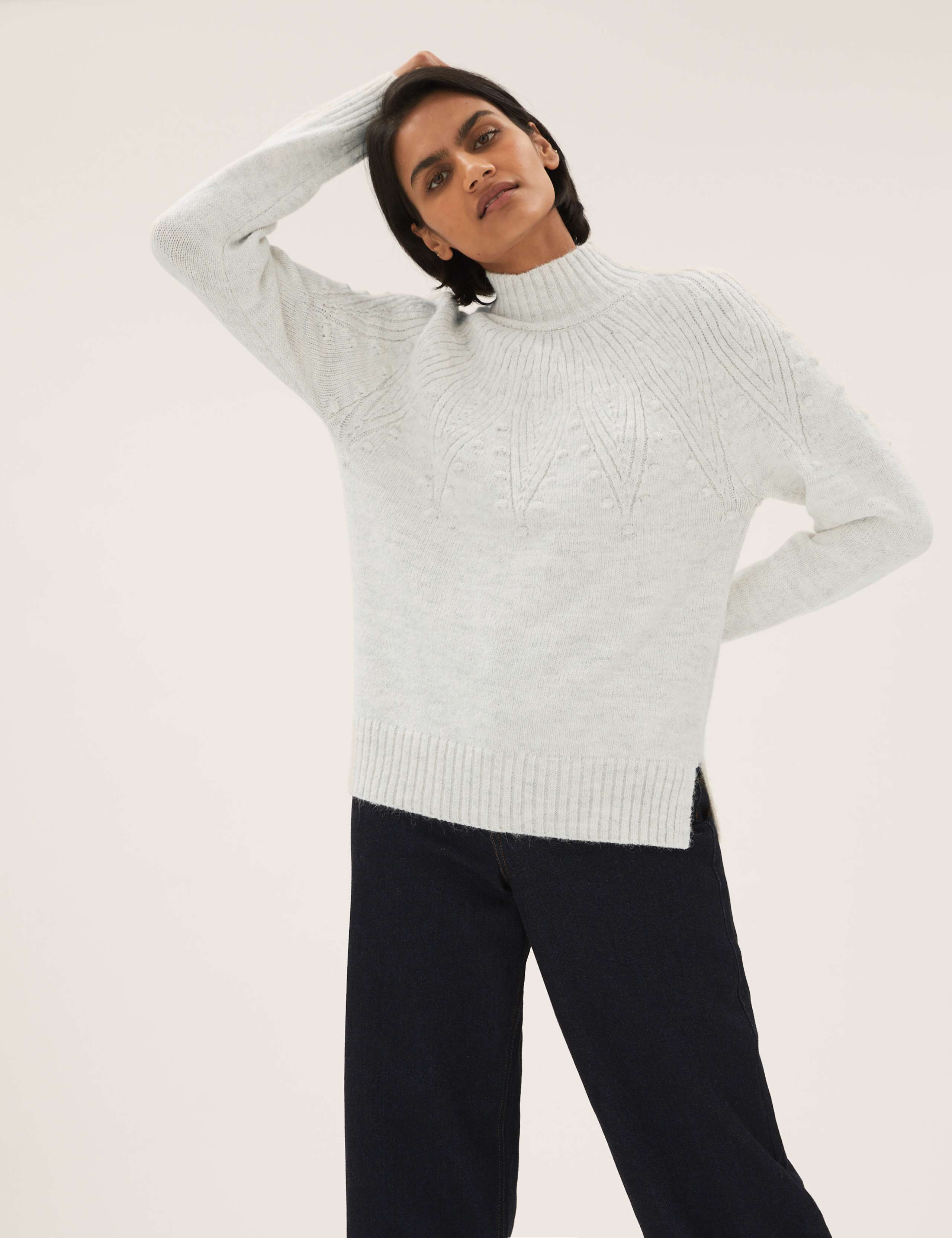 Diamond Bobble Funnel Neck Relaxed Jumper 5 of 6