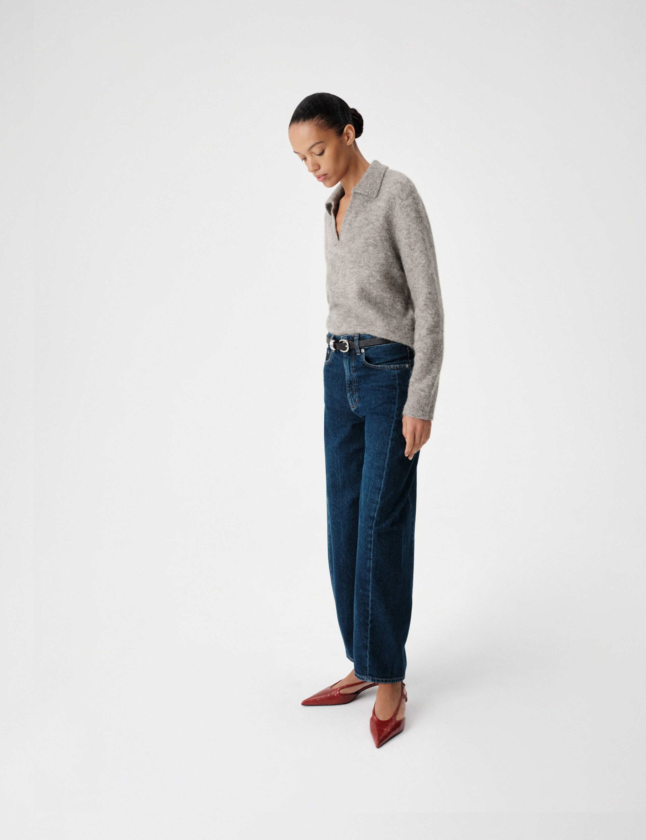 Wool Rich Brushed Collared V-Neck Jumper 3 of 6