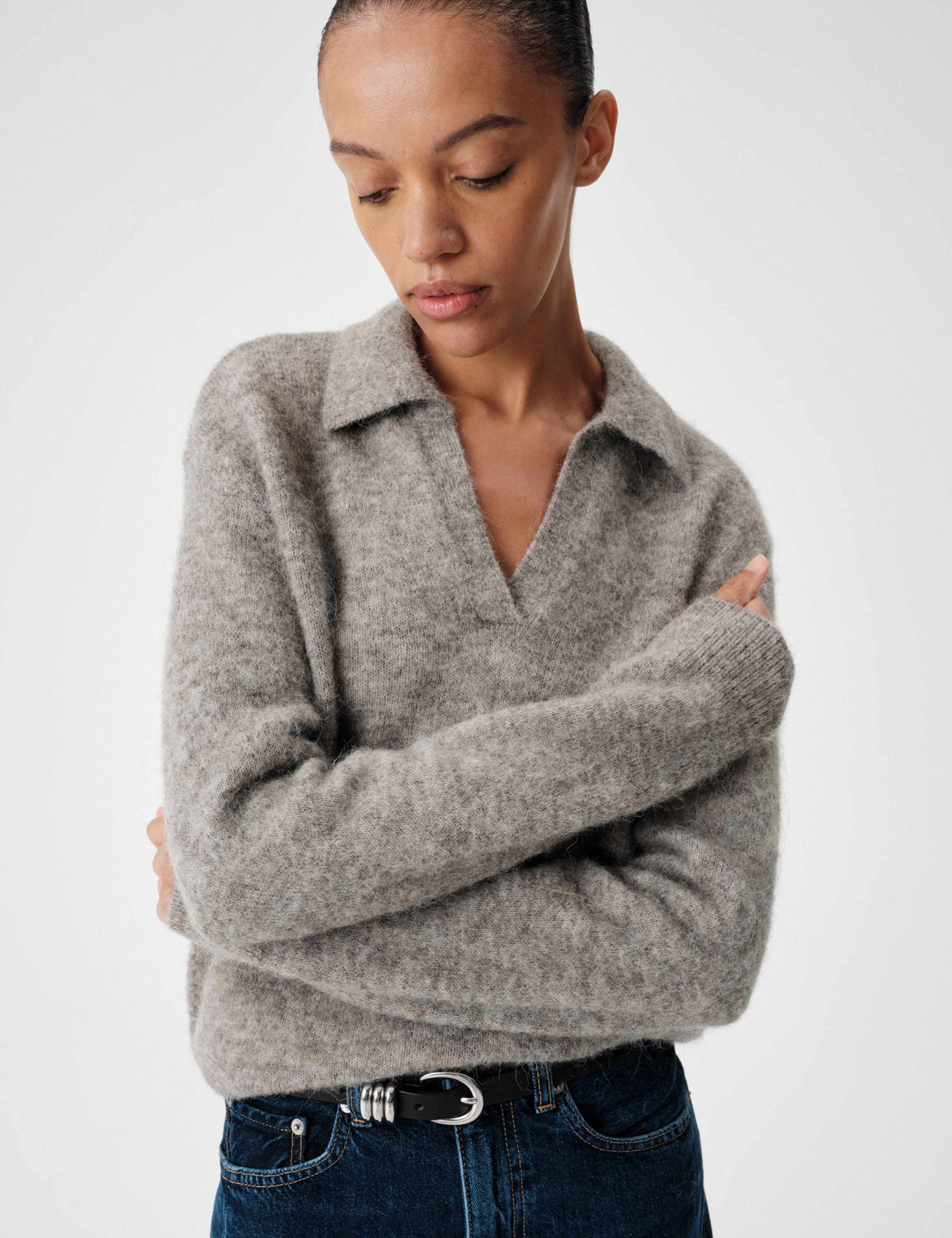 Wool Rich Brushed Collared V-Neck Jumper 4 of 6