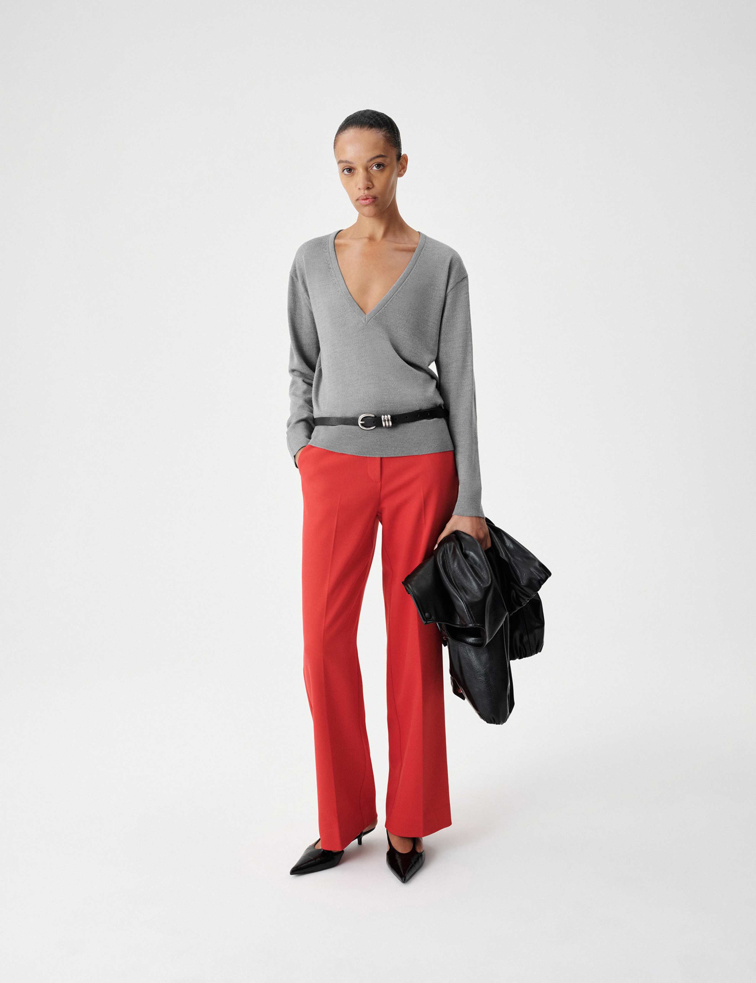 V Neck Jumper With Merino Wool 1 of 8