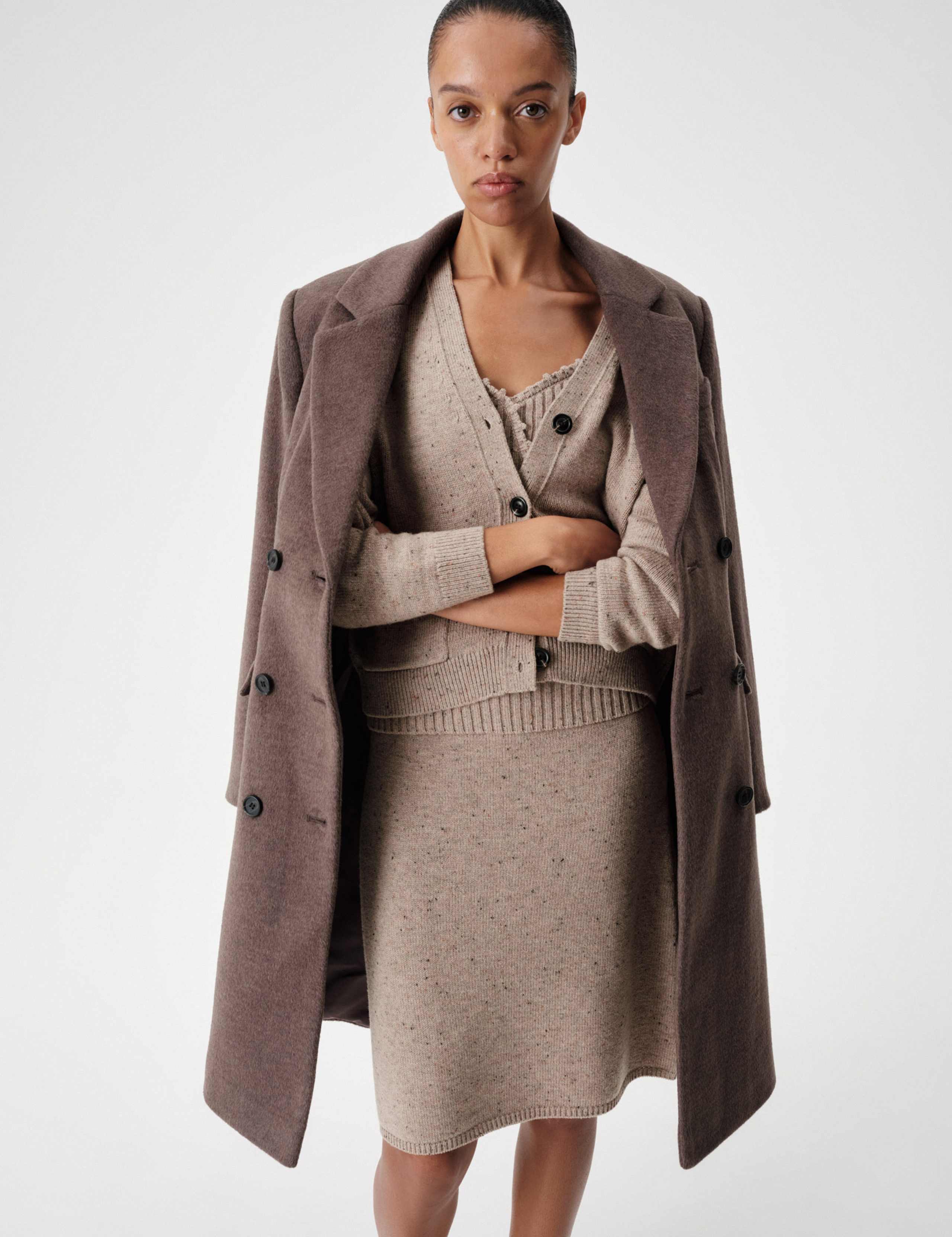 Lambswool Blend Neppy Knitted Knee Length Skirt 4 of 5