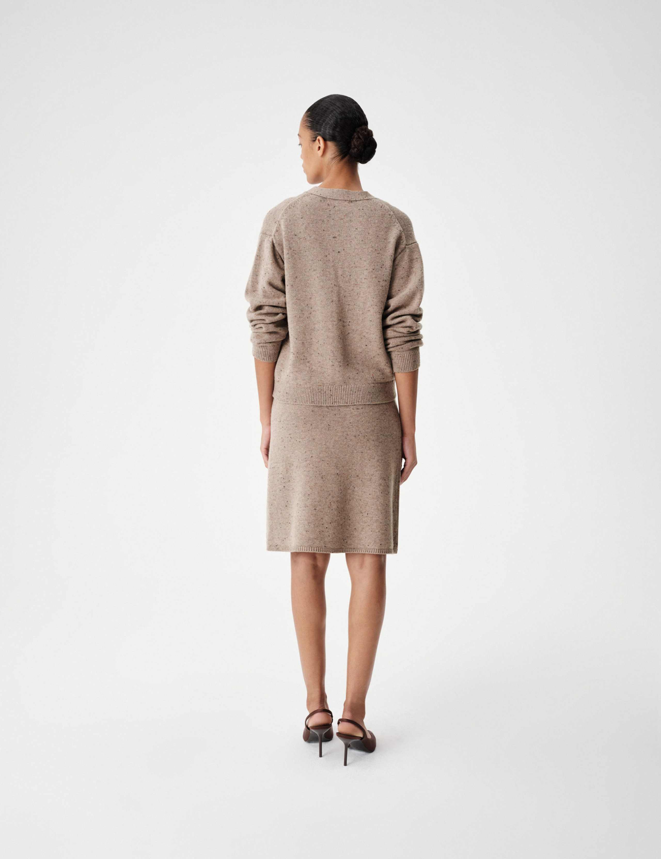 Lambswool Blend Neppy Knitted Knee Length Skirt 5 of 5