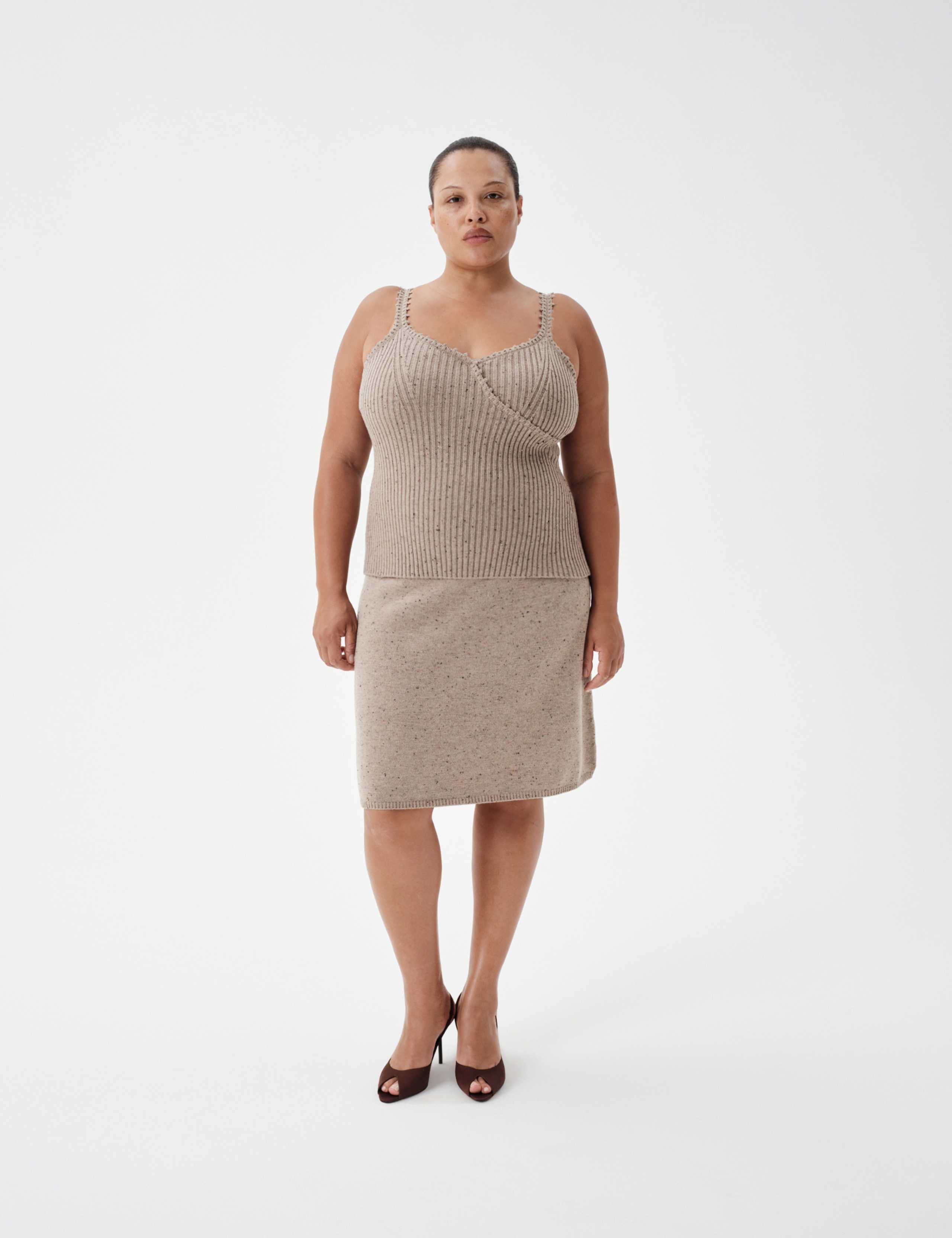 Lambswool Blend Neppy Knitted Knee Length Skirt 6 of 6