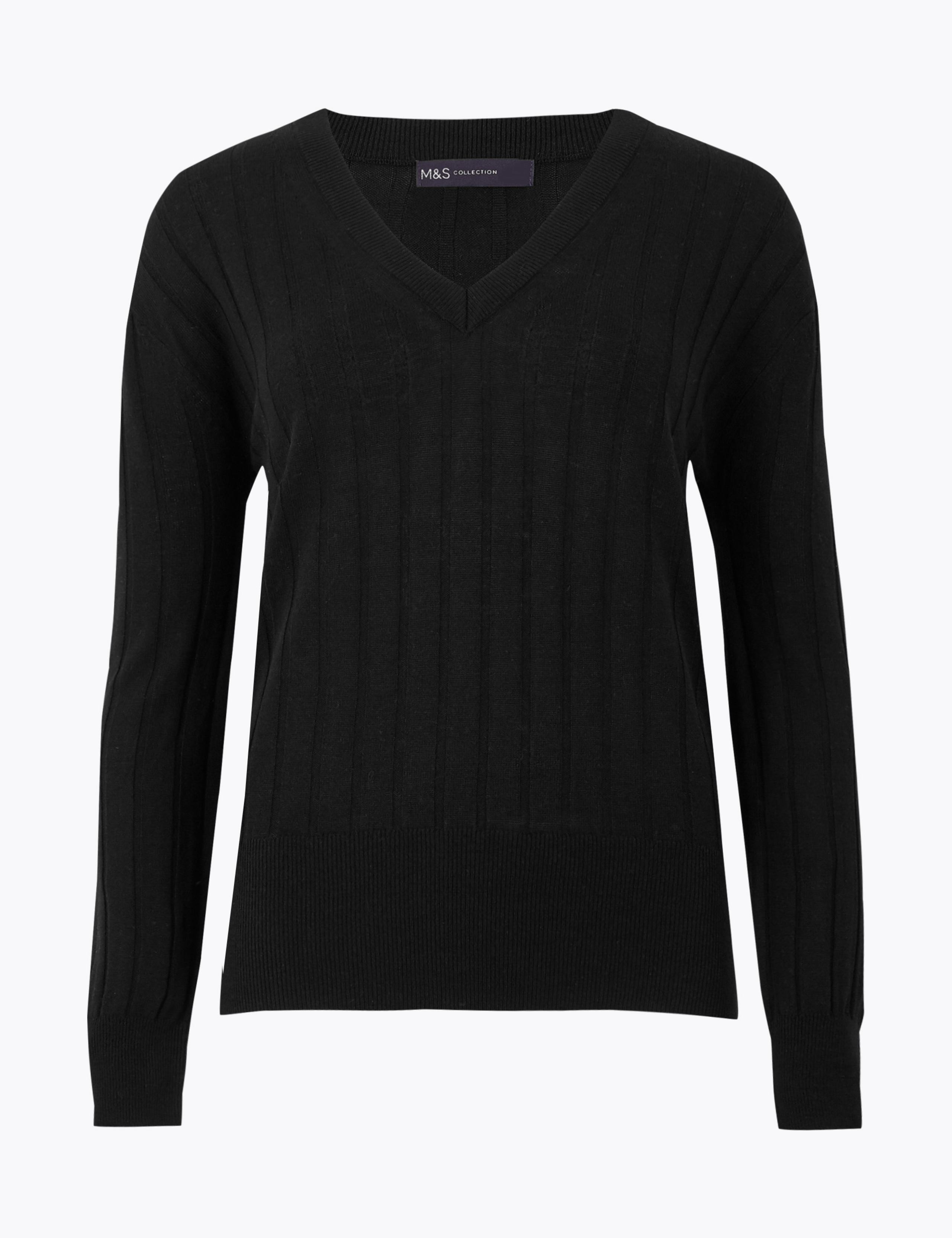 Ribbed V-Neck Relaxed Jumper 1 of 1