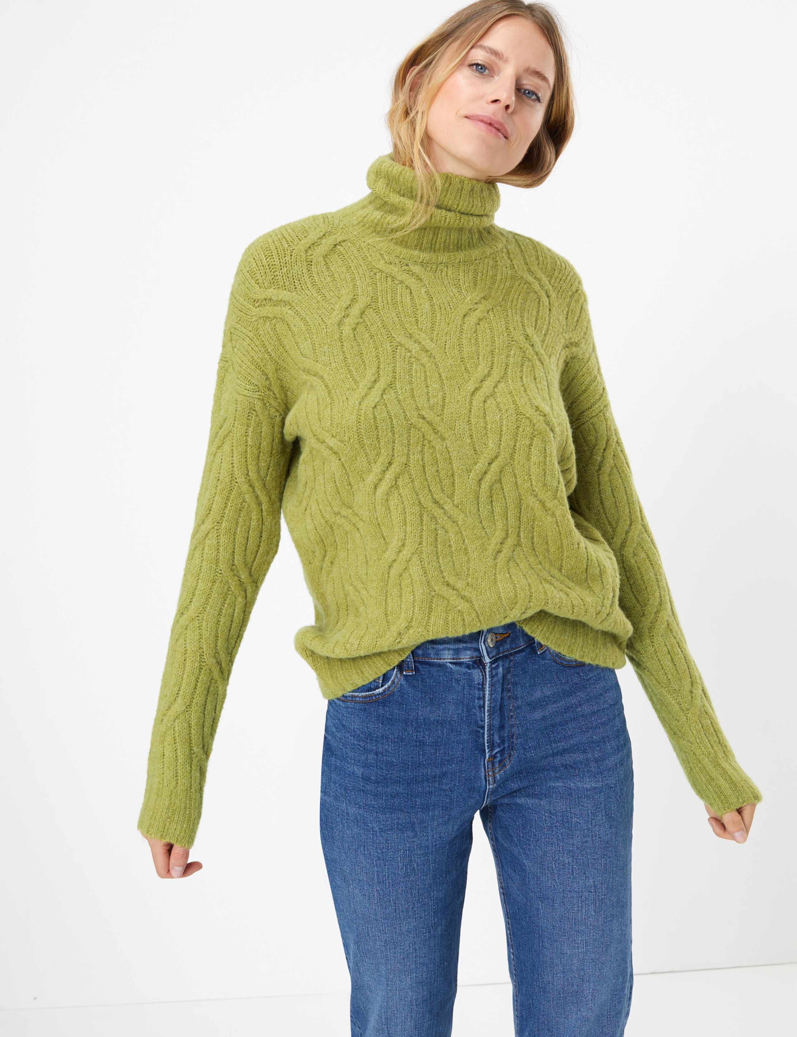 Cable Knit Roll Neck Jumper with Alpaca 3 of 6