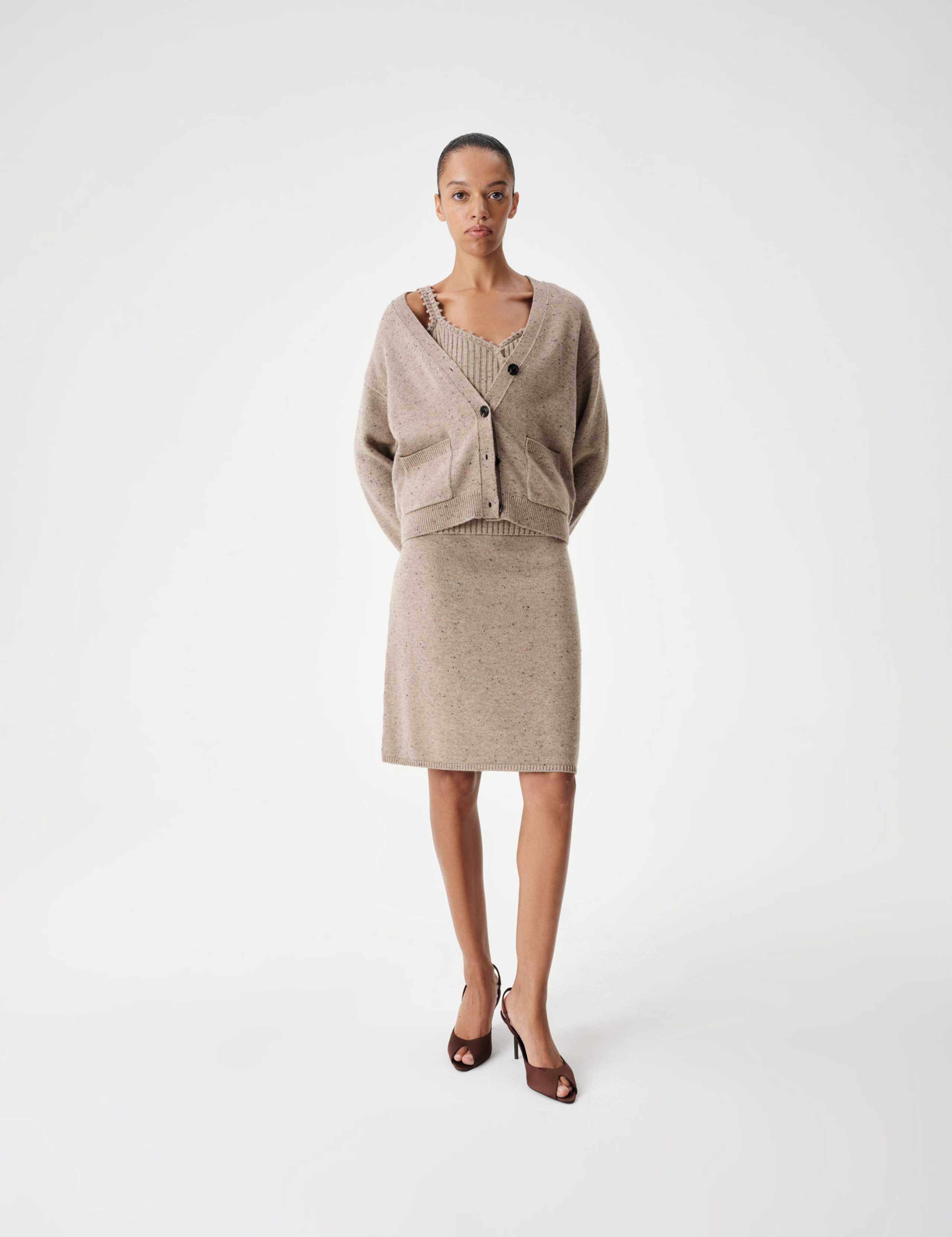 Nep Wool V Neck Relaxed Cardigan 1 of 7