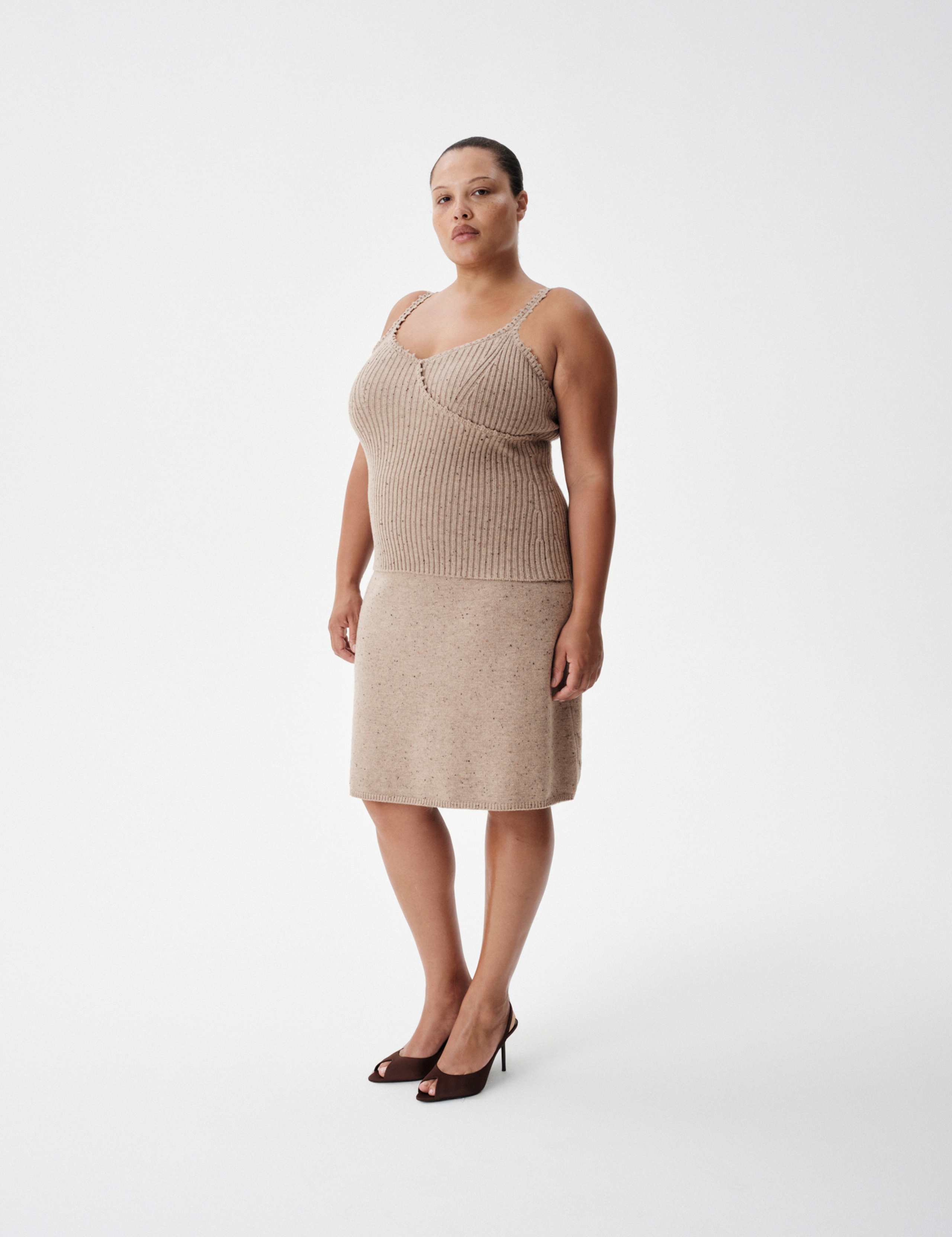 Lambswool Blend Neppy Knitted Ribbed Cami Top 3 of 6